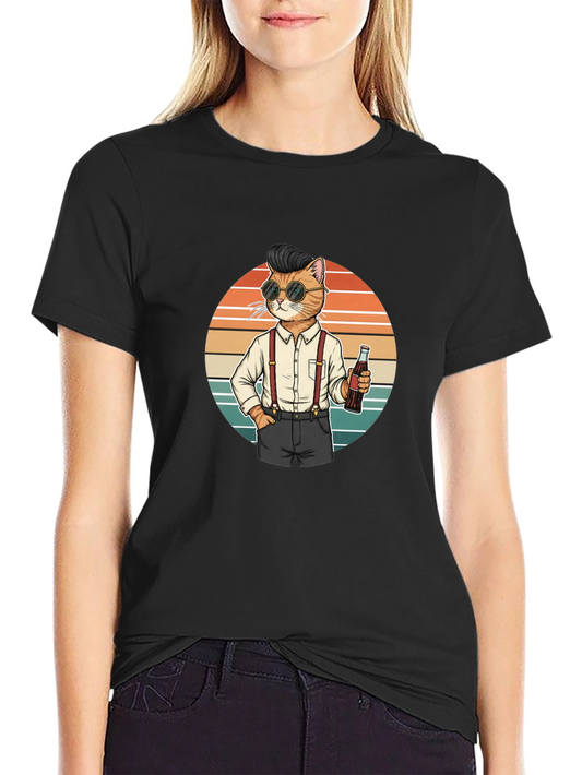Cool Cat Graphic Tee - Retro Style