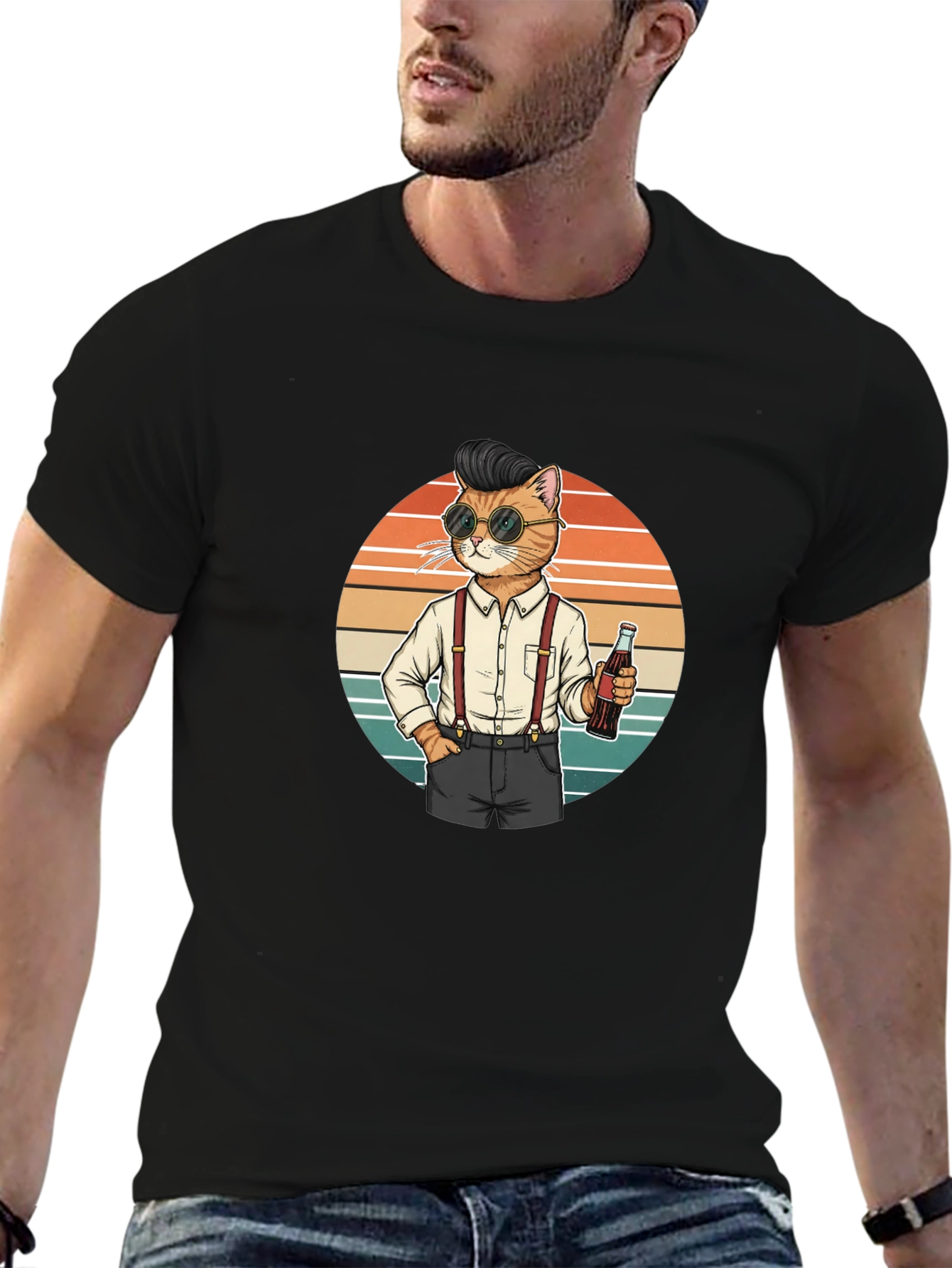 Cool Cat Graphic Tee - Retro Style