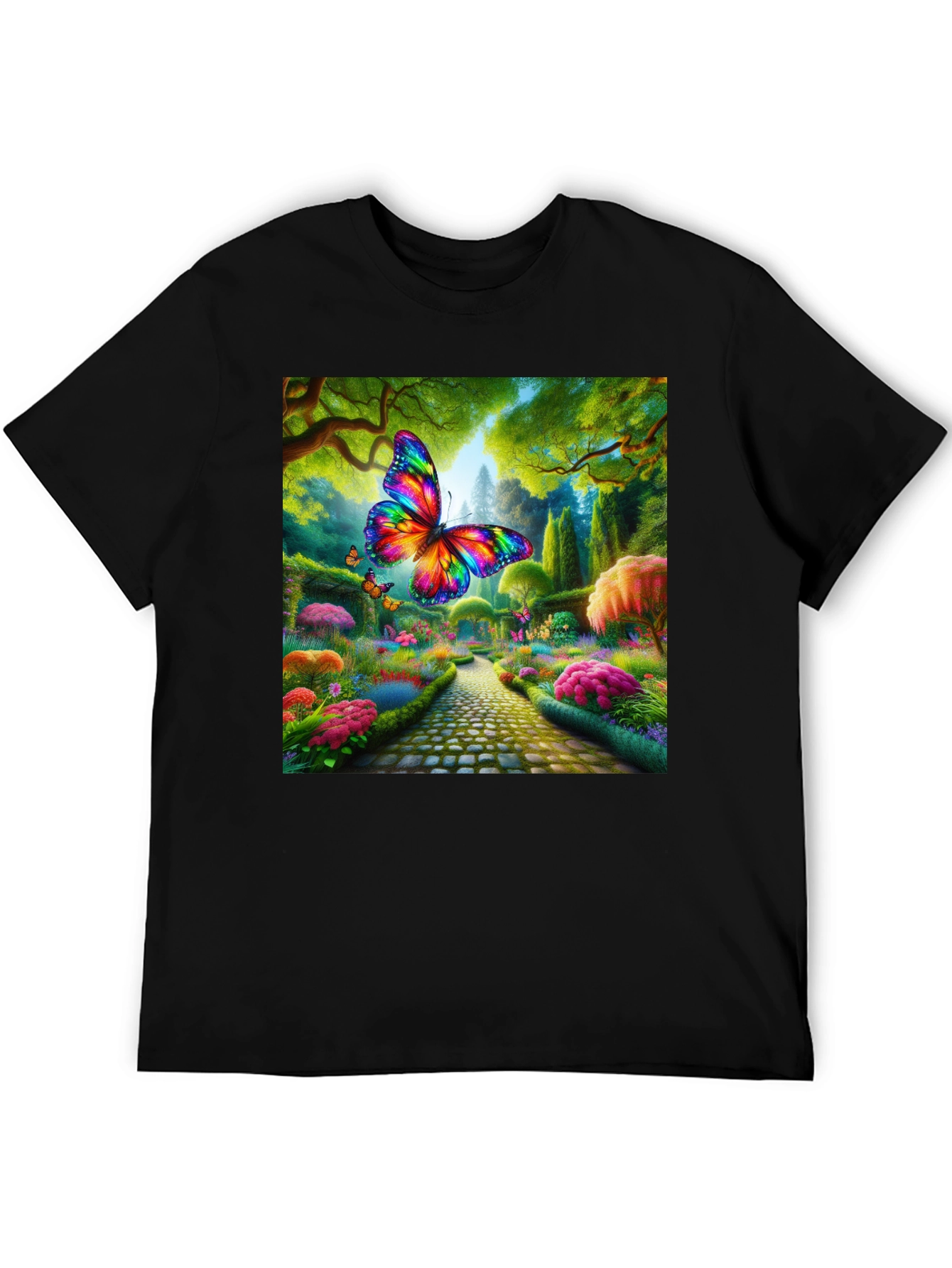 Rainbow Butterfly Garden Graphic Tee