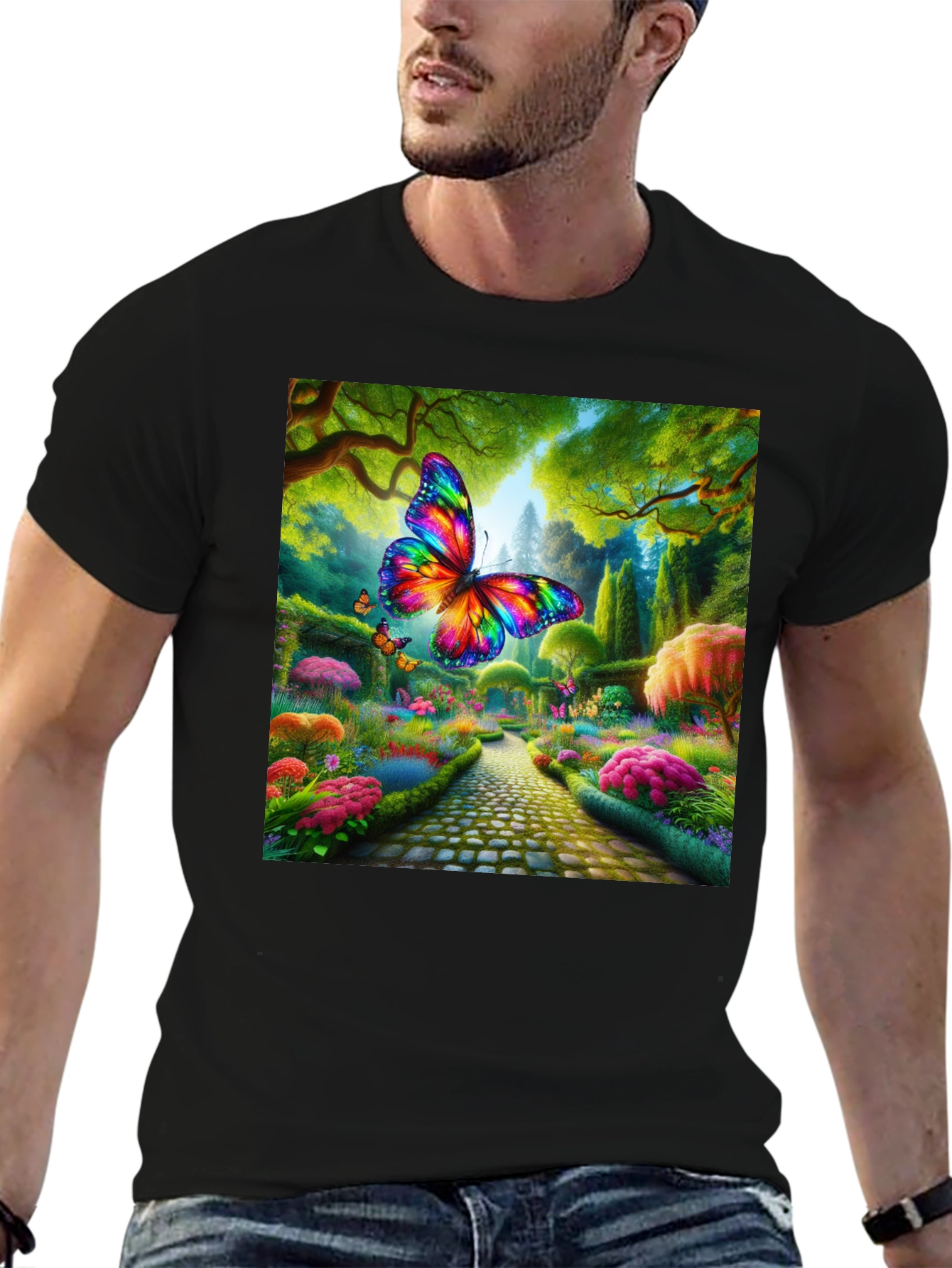 Rainbow Butterfly Garden Graphic Tee