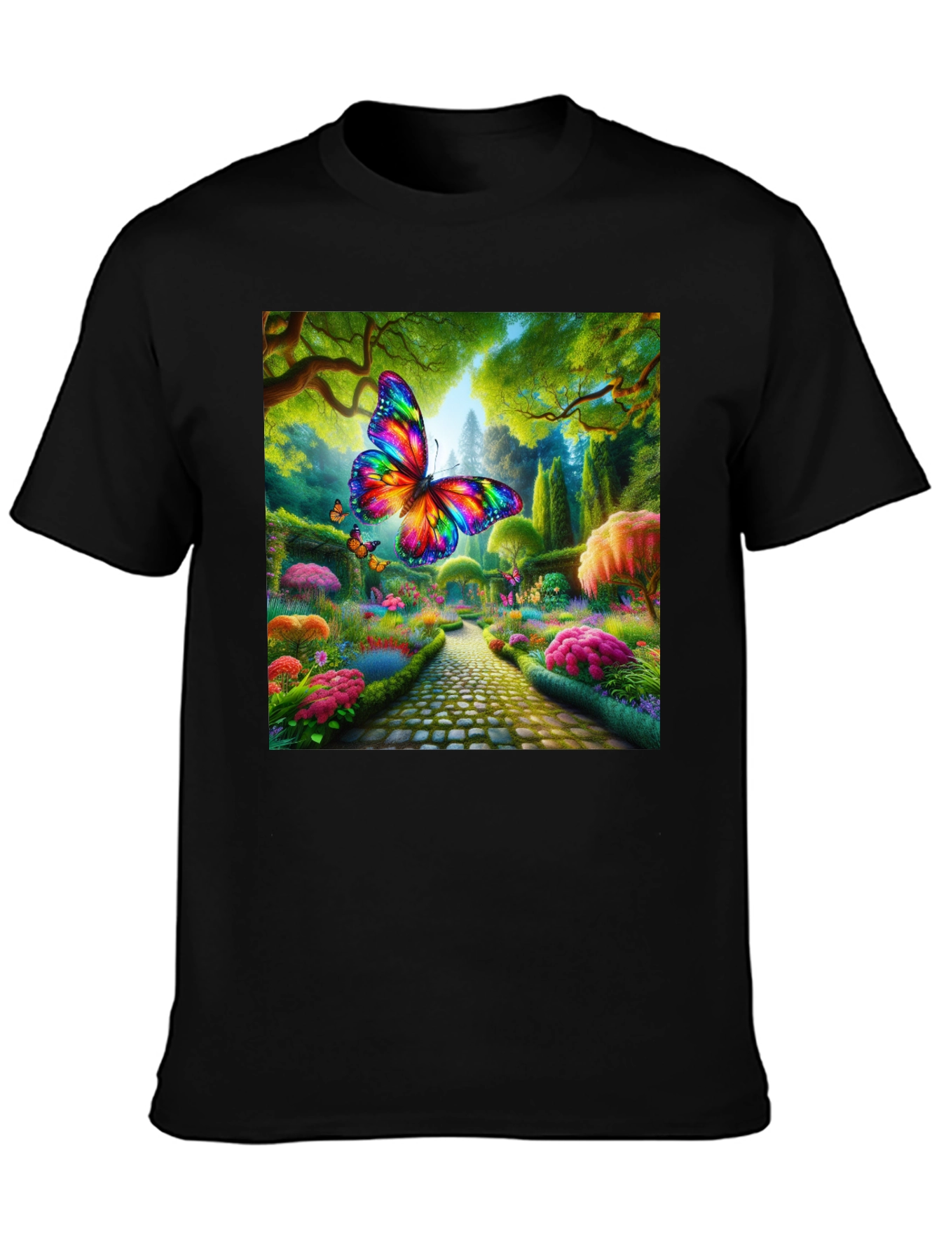 Rainbow Butterfly Garden Graphic Tee