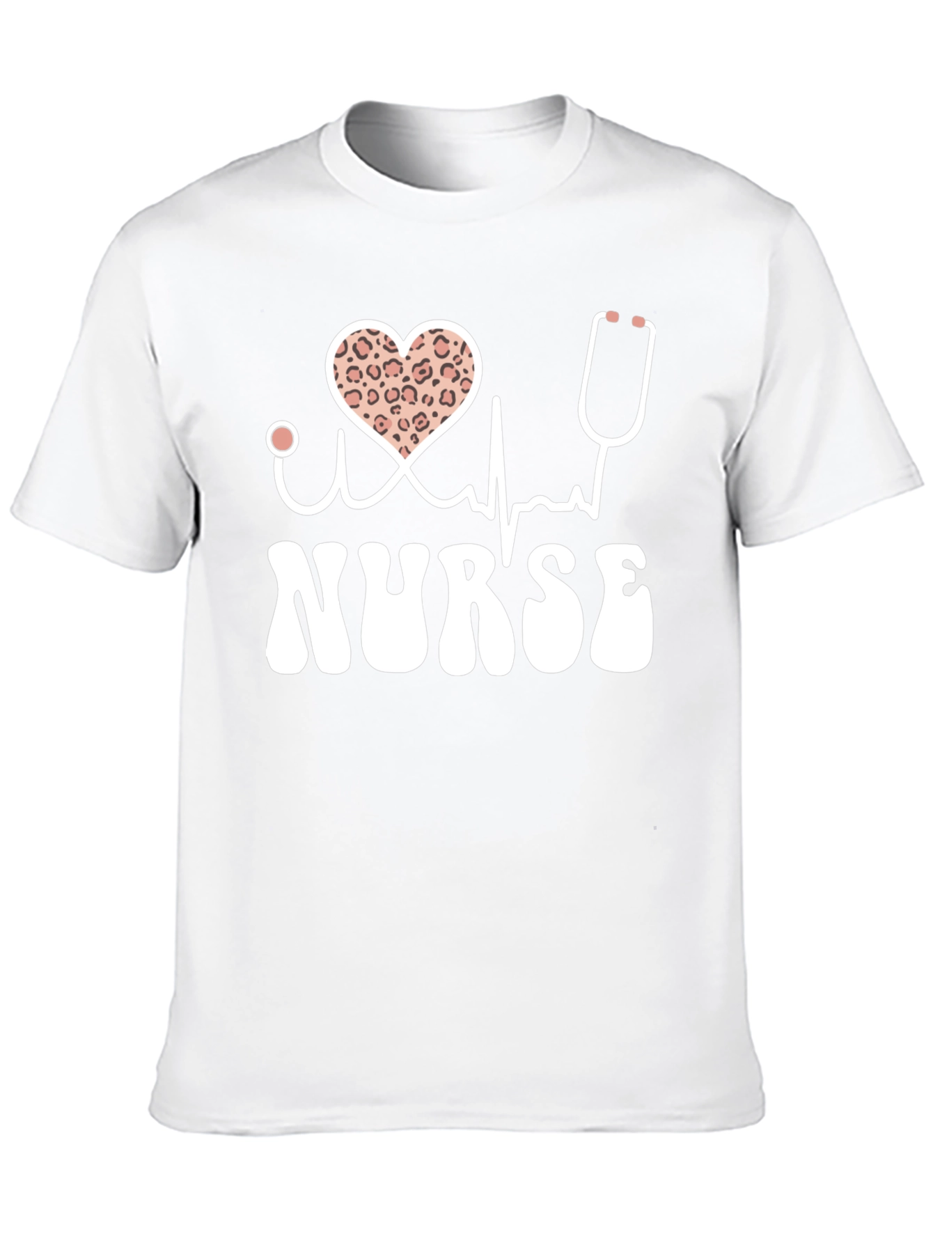 Nurse T-Shirt Heart Leopard Print