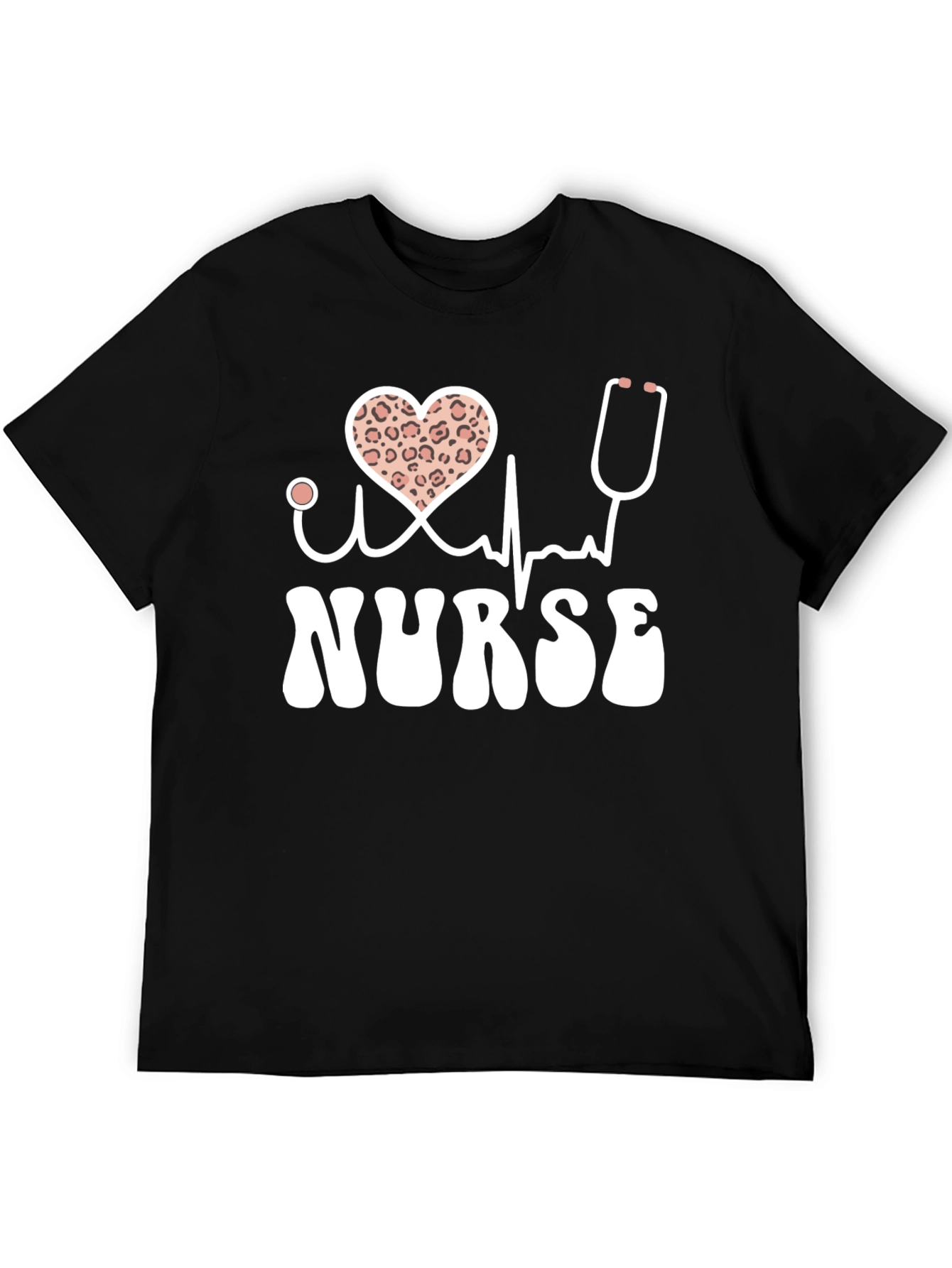 Nurse T-Shirt Heart Leopard Print