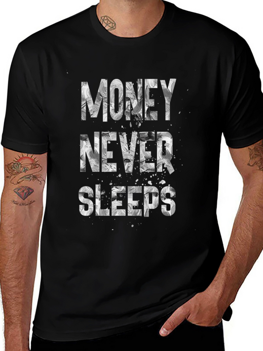 Money Never Sleeps Graphic Tee - Black
