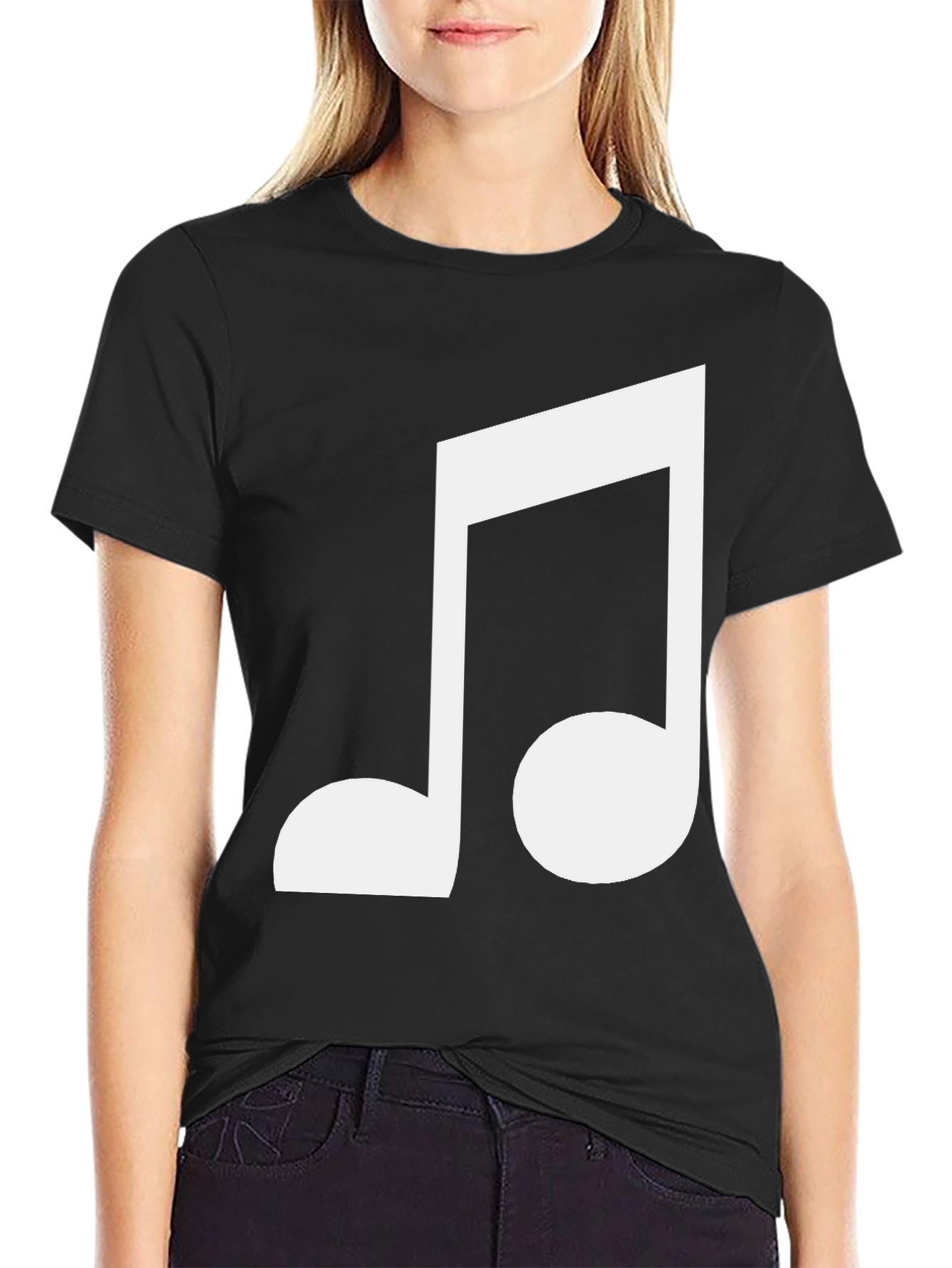 Musical Note Graphic Tee - Black Cotton Shirt