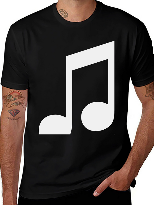 Musical Note Graphic Tee - Black Cotton Shirt