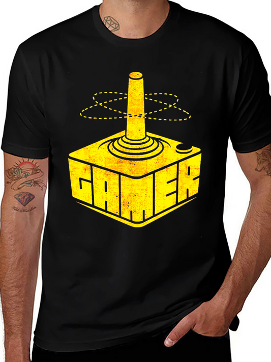 Gamer T-Shirt Retro Joystick Design - Black