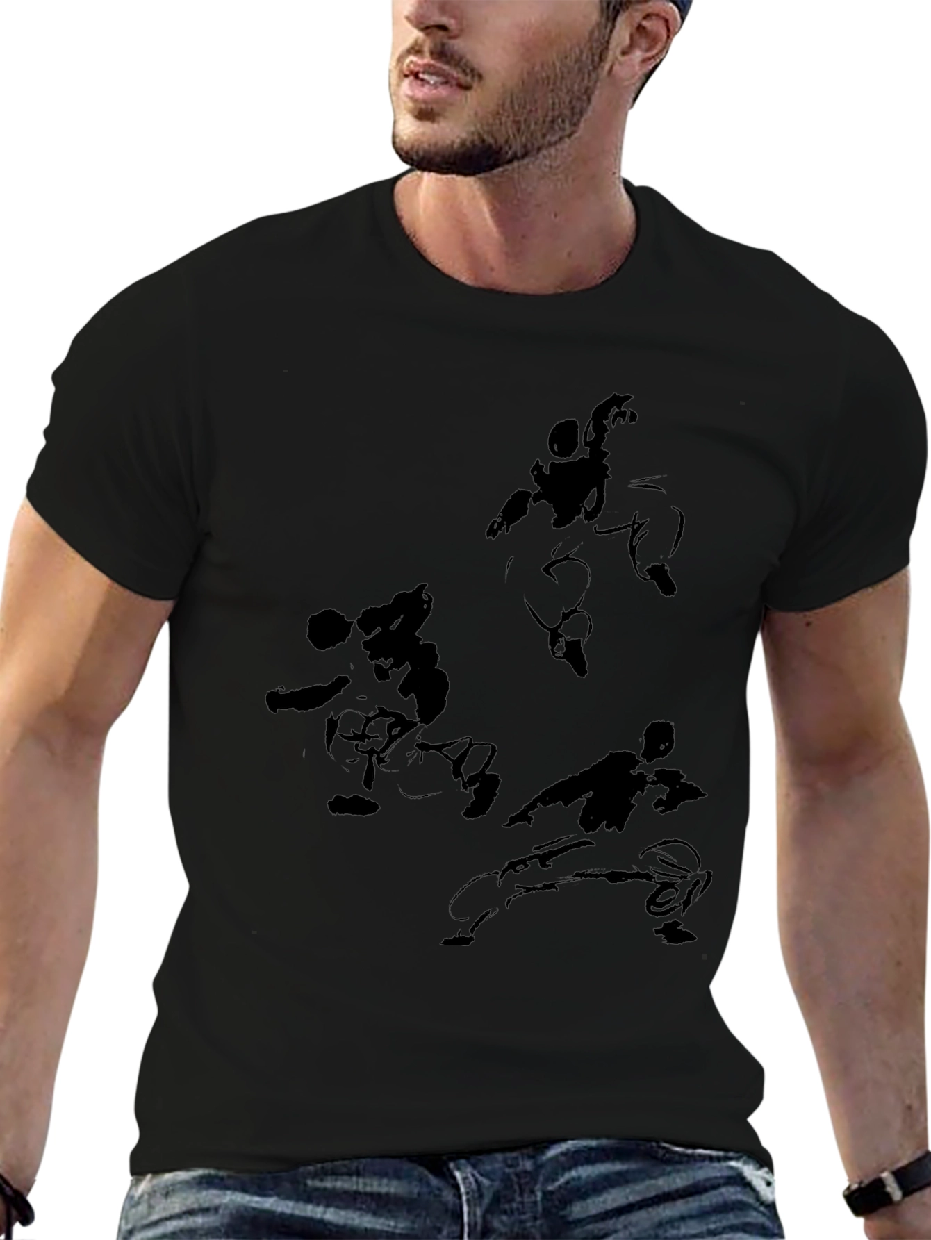 Martial Arts Graphic Tee - Black Cotton
