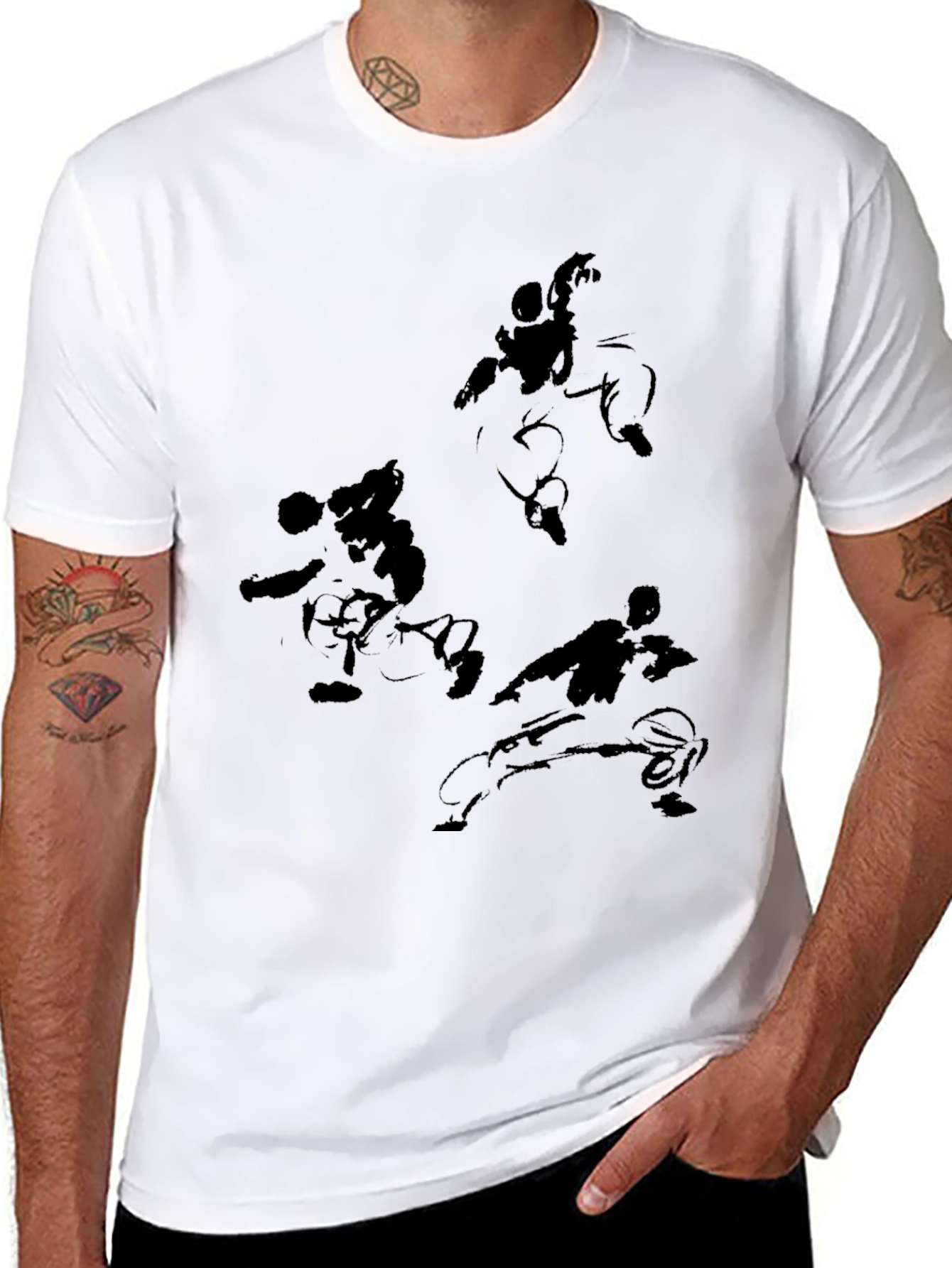 Martial Arts Graphic Tee - Black Cotton
