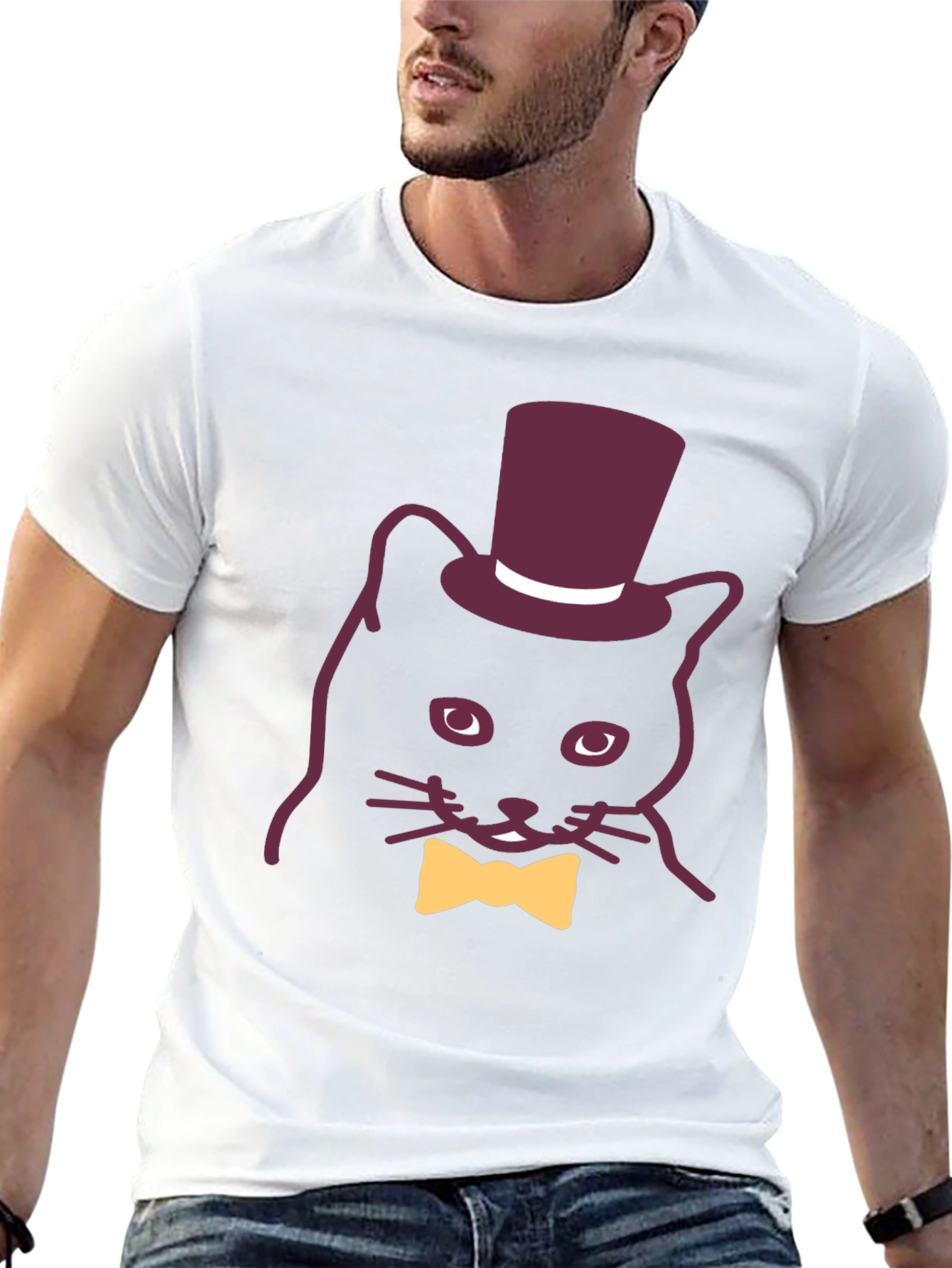 Dapper Cat Tee - Top Hat Bow Tie