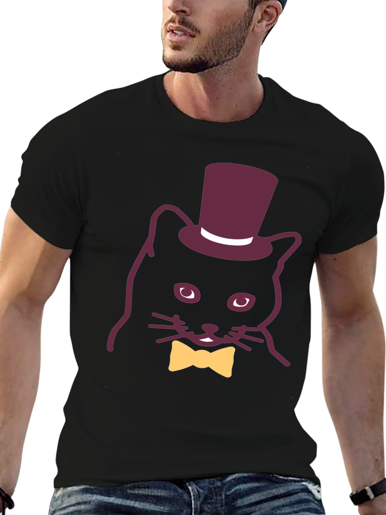 Dapper Cat Tee - Top Hat Bow Tie