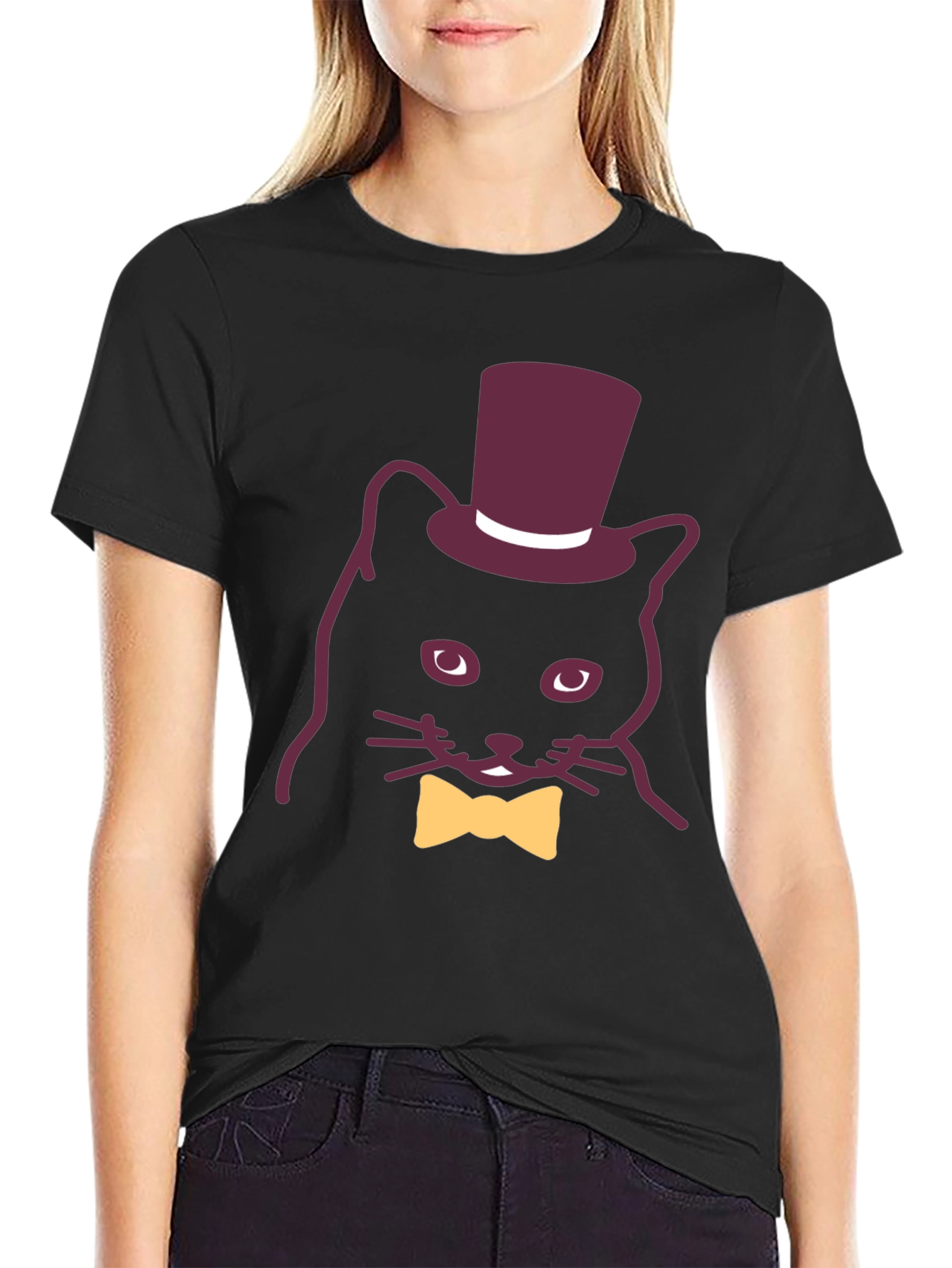 Dapper Cat Tee - Top Hat Bow Tie