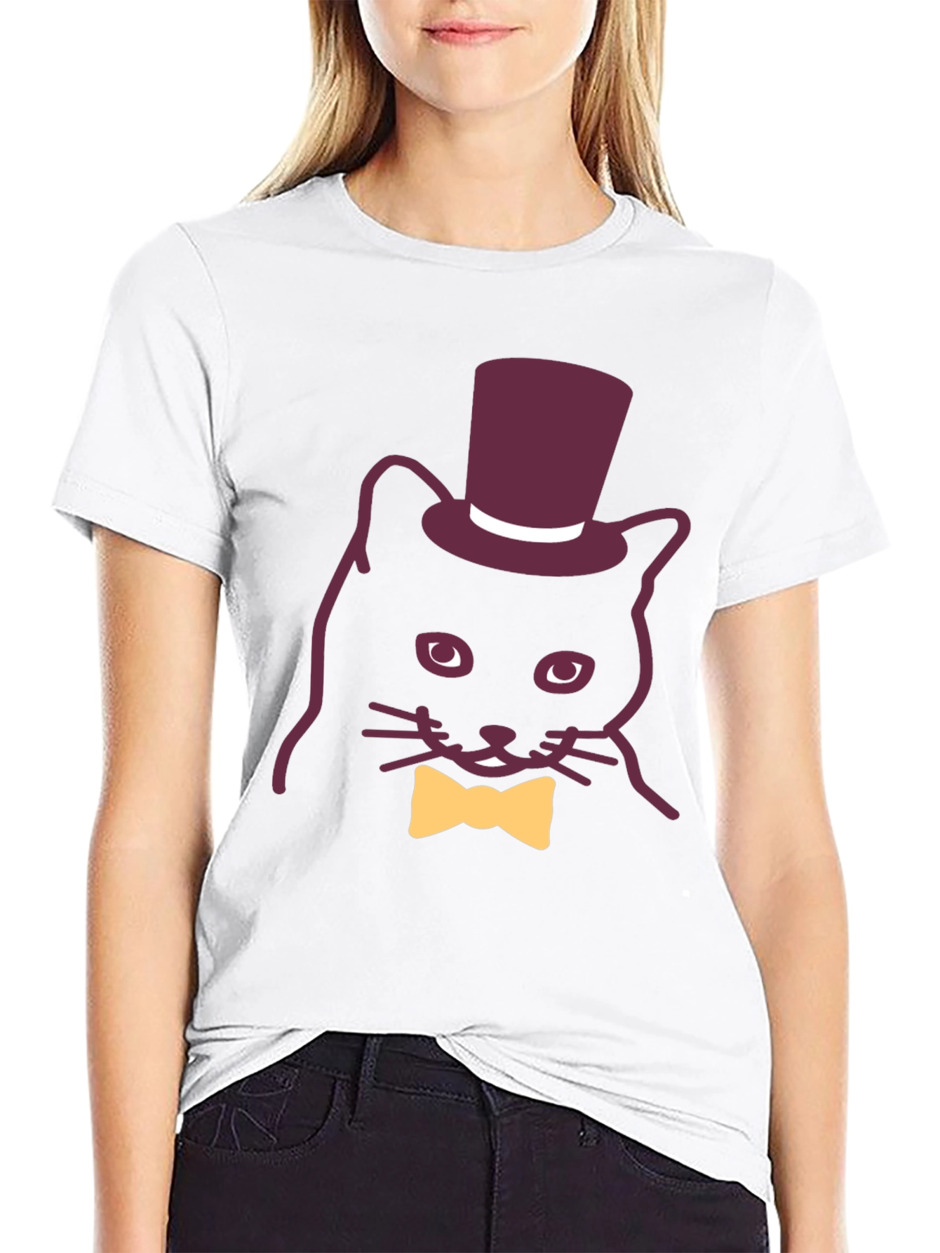 Dapper Cat Tee - Top Hat Bow Tie