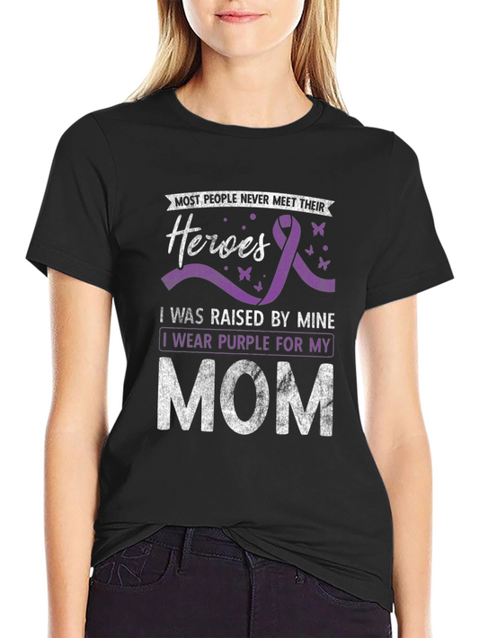 Heroes Mom T-Shirt: Purple Ribbon Awareness Tee