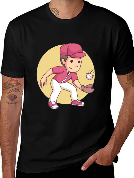 Cartoon Baseball Player Graphic Tee