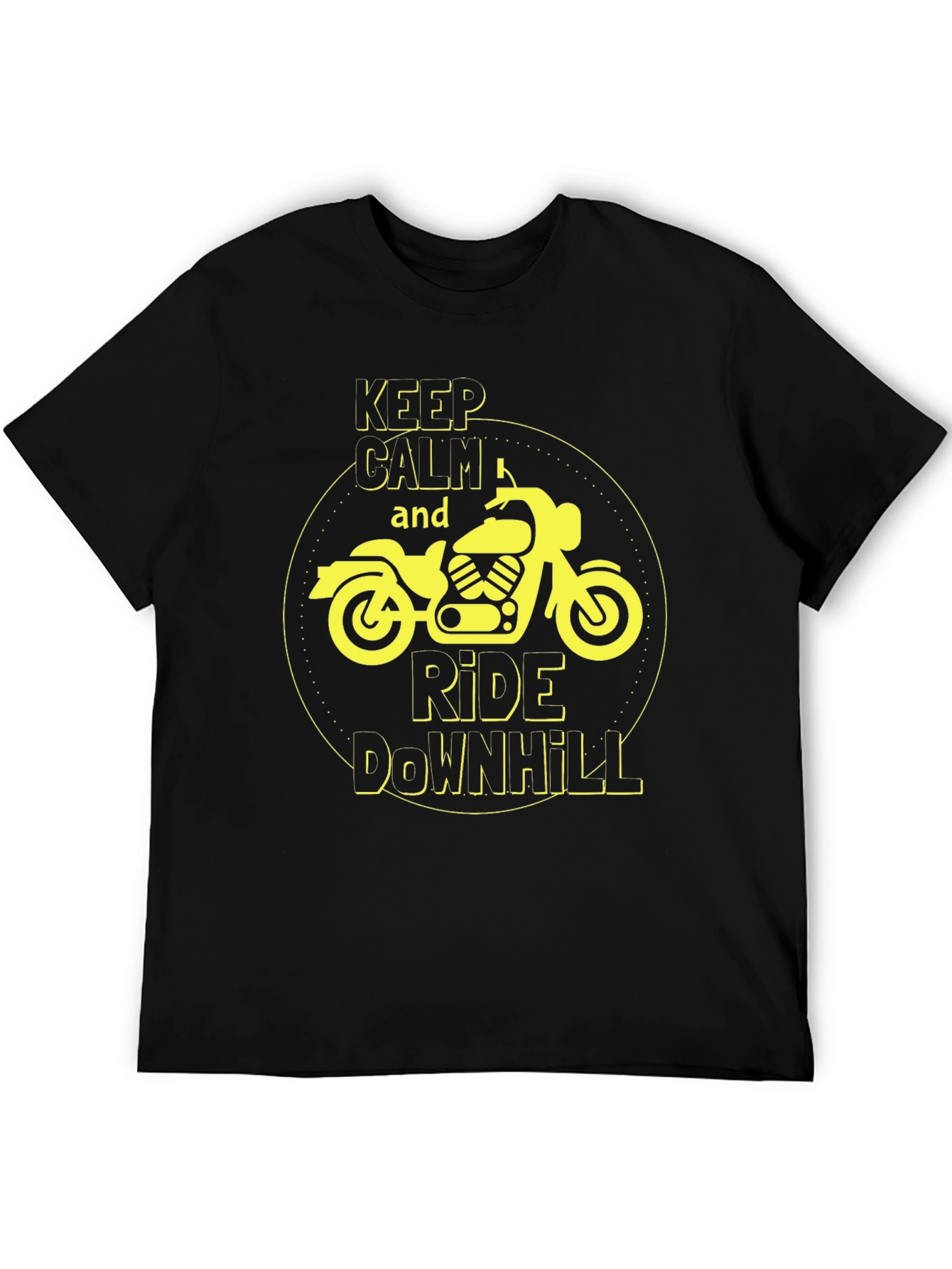 Keep Calm Ride Downhill Motorcycle Graphic T-Shirt