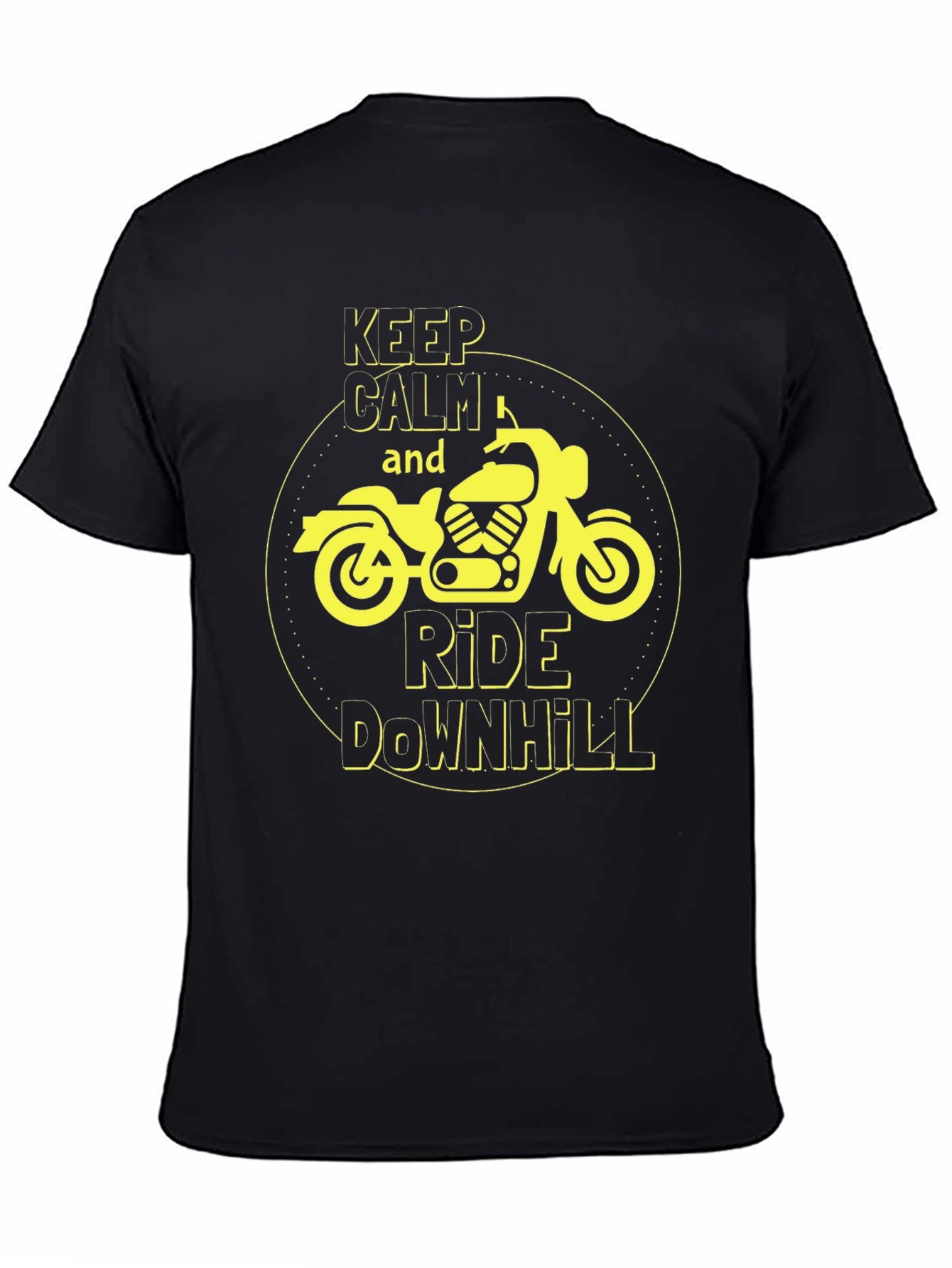 Keep Calm Ride Downhill Motorcycle Graphic T-Shirt