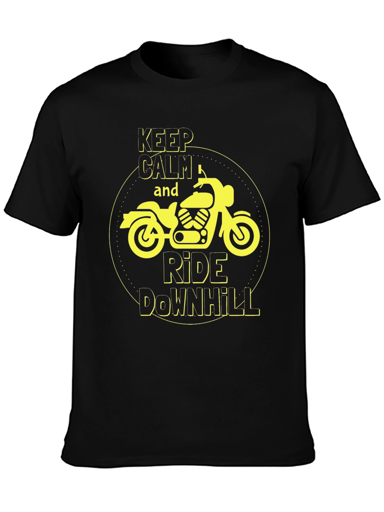Keep Calm Ride Downhill Motorcycle Graphic T-Shirt