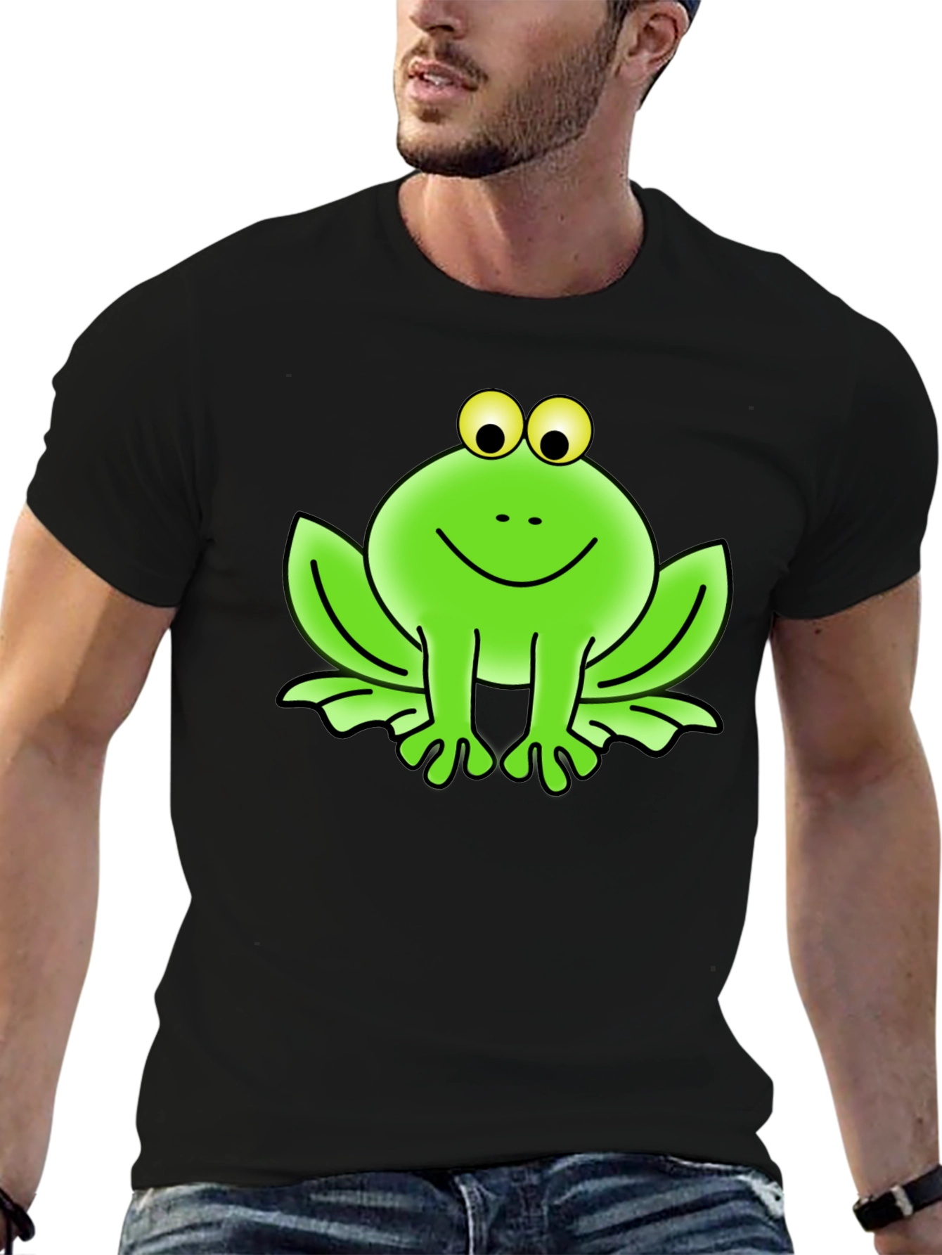Funny Frog Graphic Tee - Black Cotton T-Shirt
