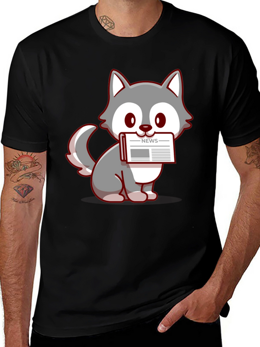 Cute Cartoon Wolf News T-Shirt