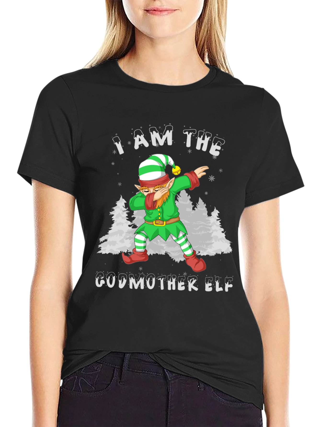 Godmother Elf Dabbing Christmas T-Shirt
