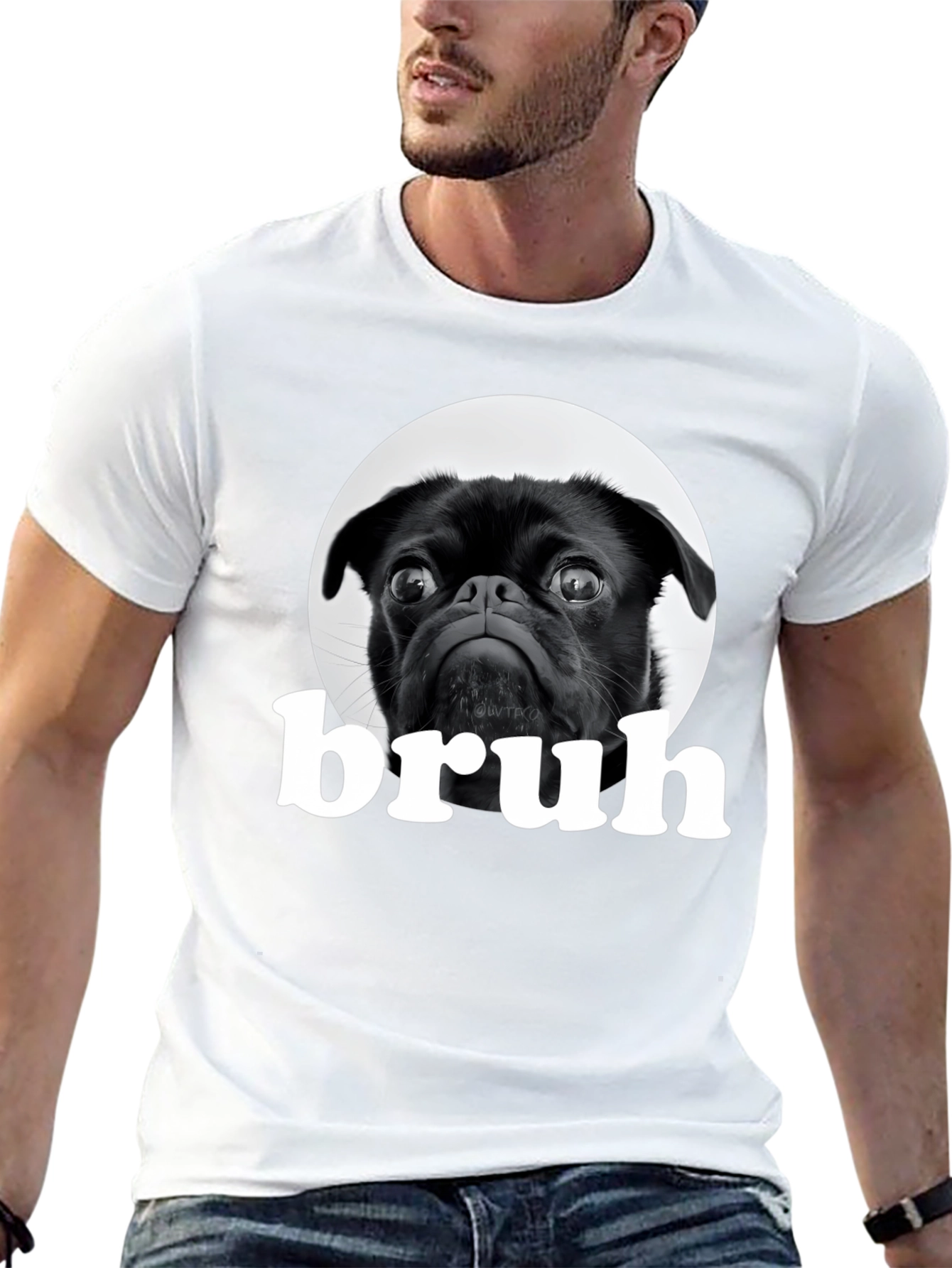 Black Pug Bruh Graphic T-Shirt