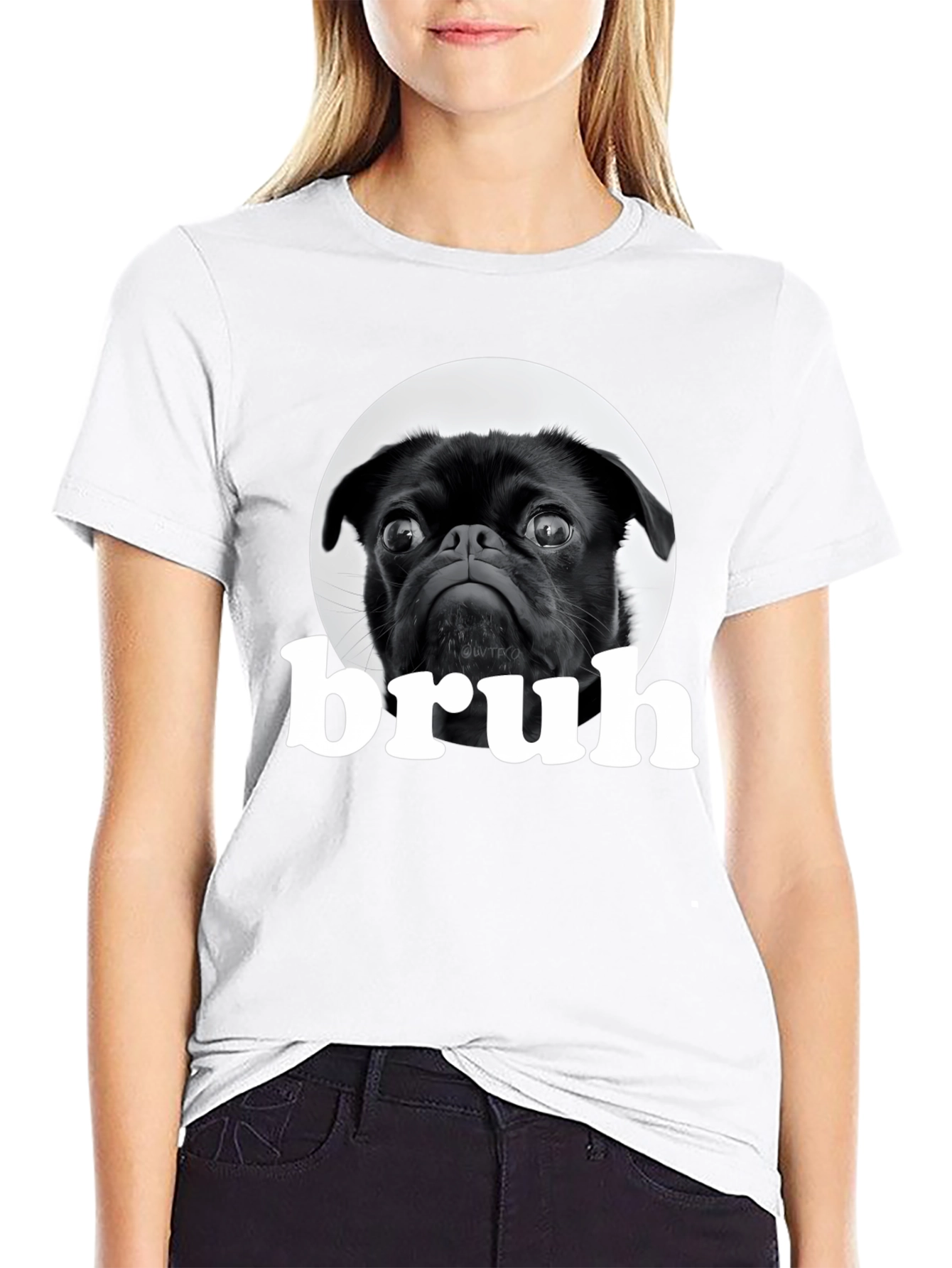 Black Pug Bruh Graphic T-Shirt