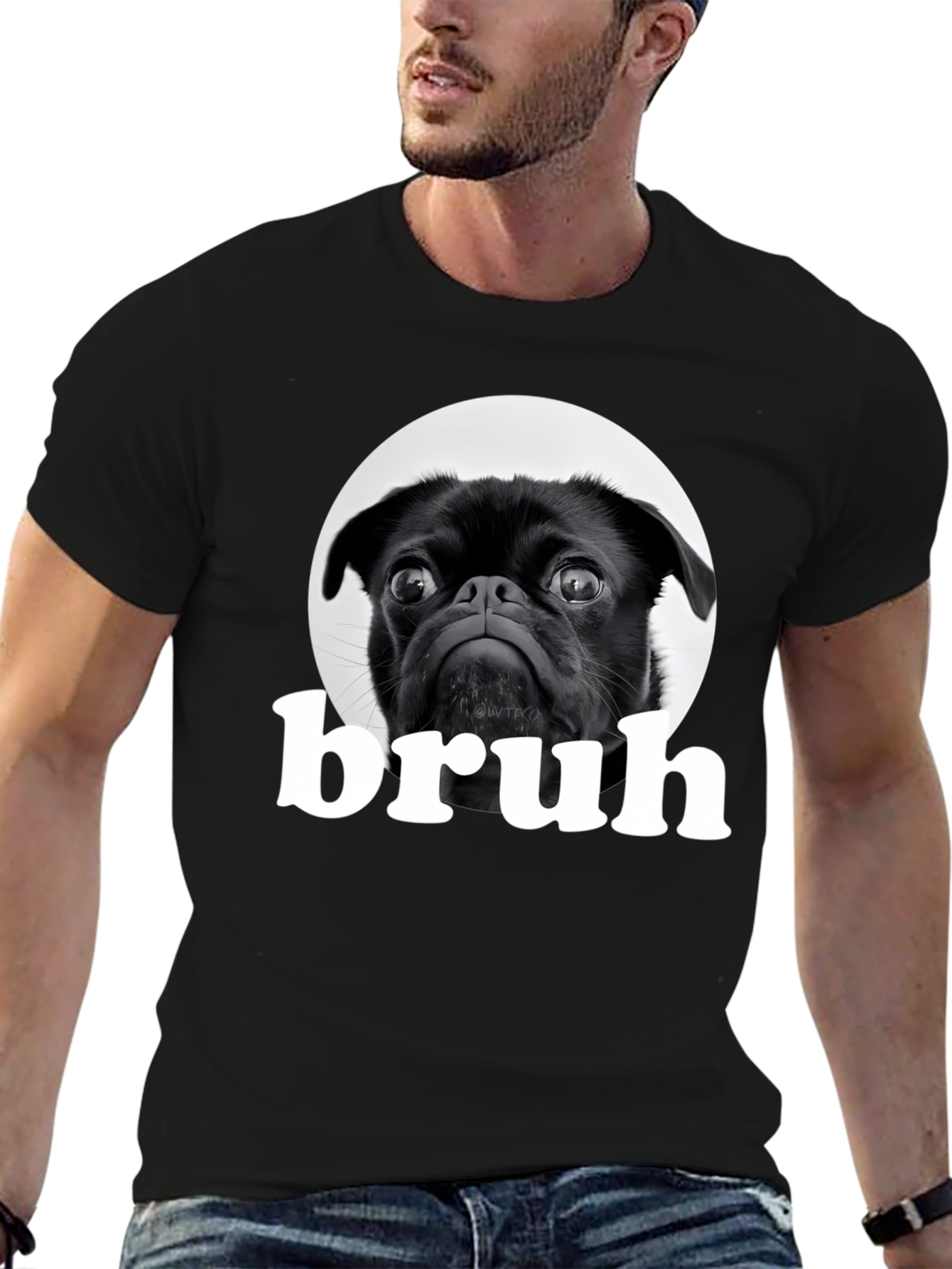 Black Pug Bruh Graphic T-Shirt