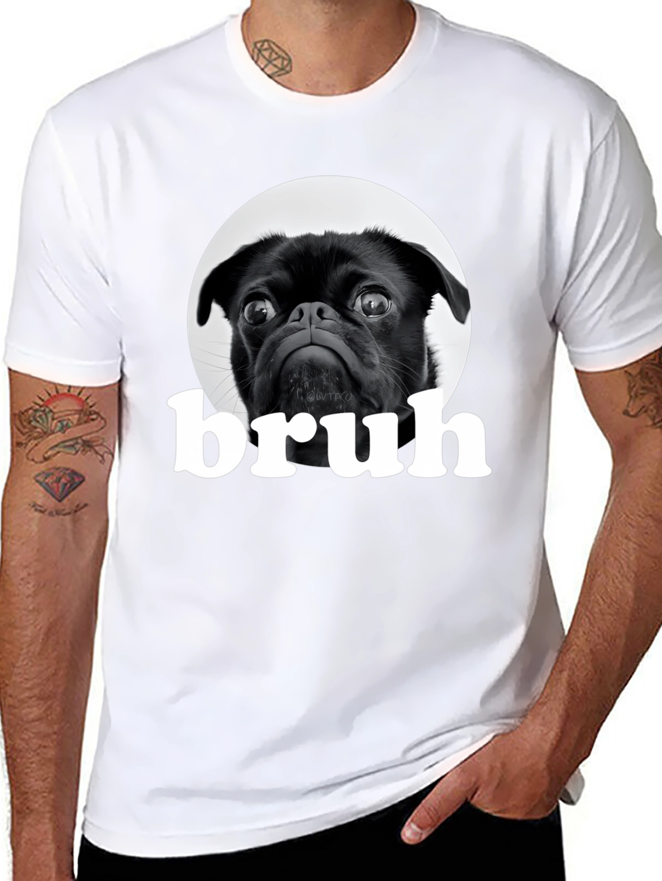 Black Pug Bruh Graphic T-Shirt