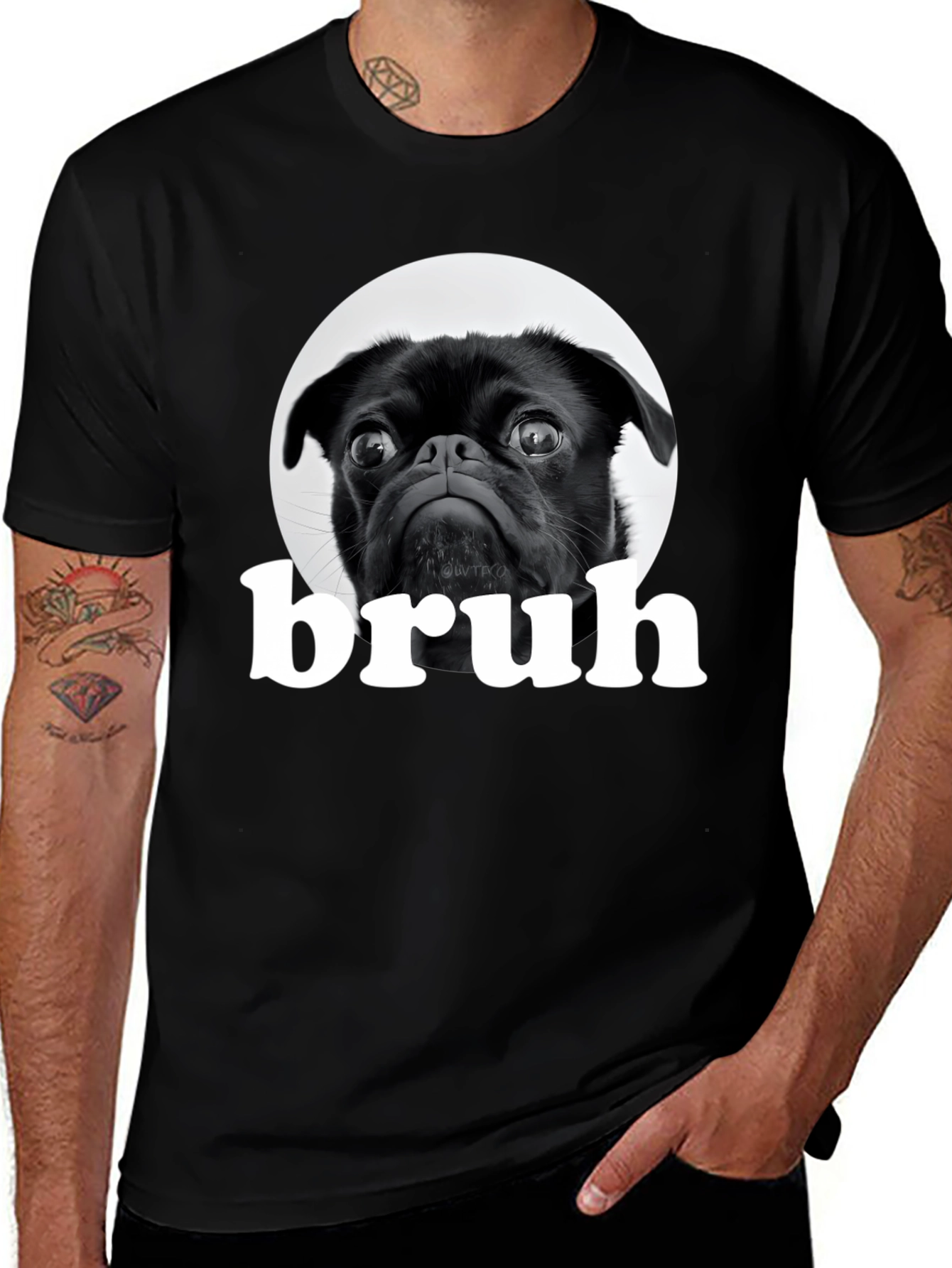 Black Pug Bruh Graphic T-Shirt