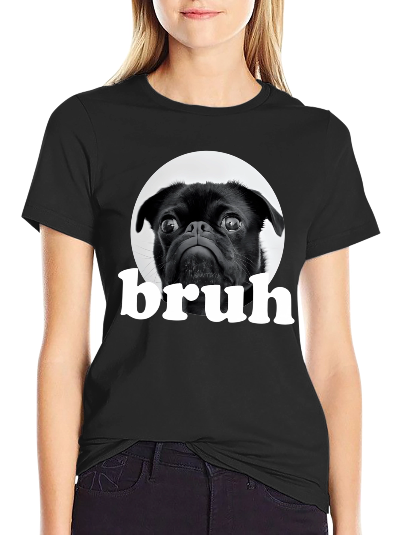 Black Pug Bruh Graphic T-Shirt