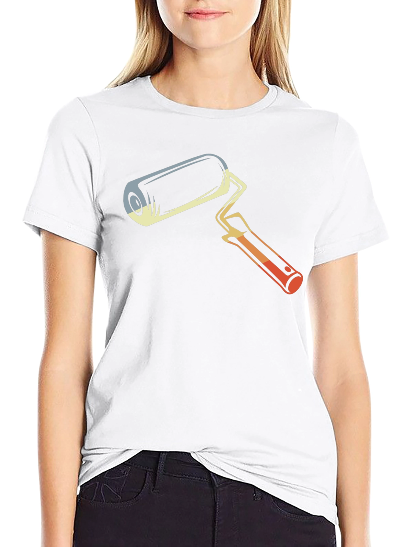 Retro Paint Roller Graphic T-Shirt - Artistic Design