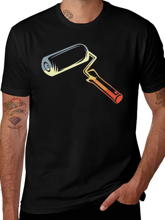 Retro Paint Roller Graphic T-Shirt - Artistic Design