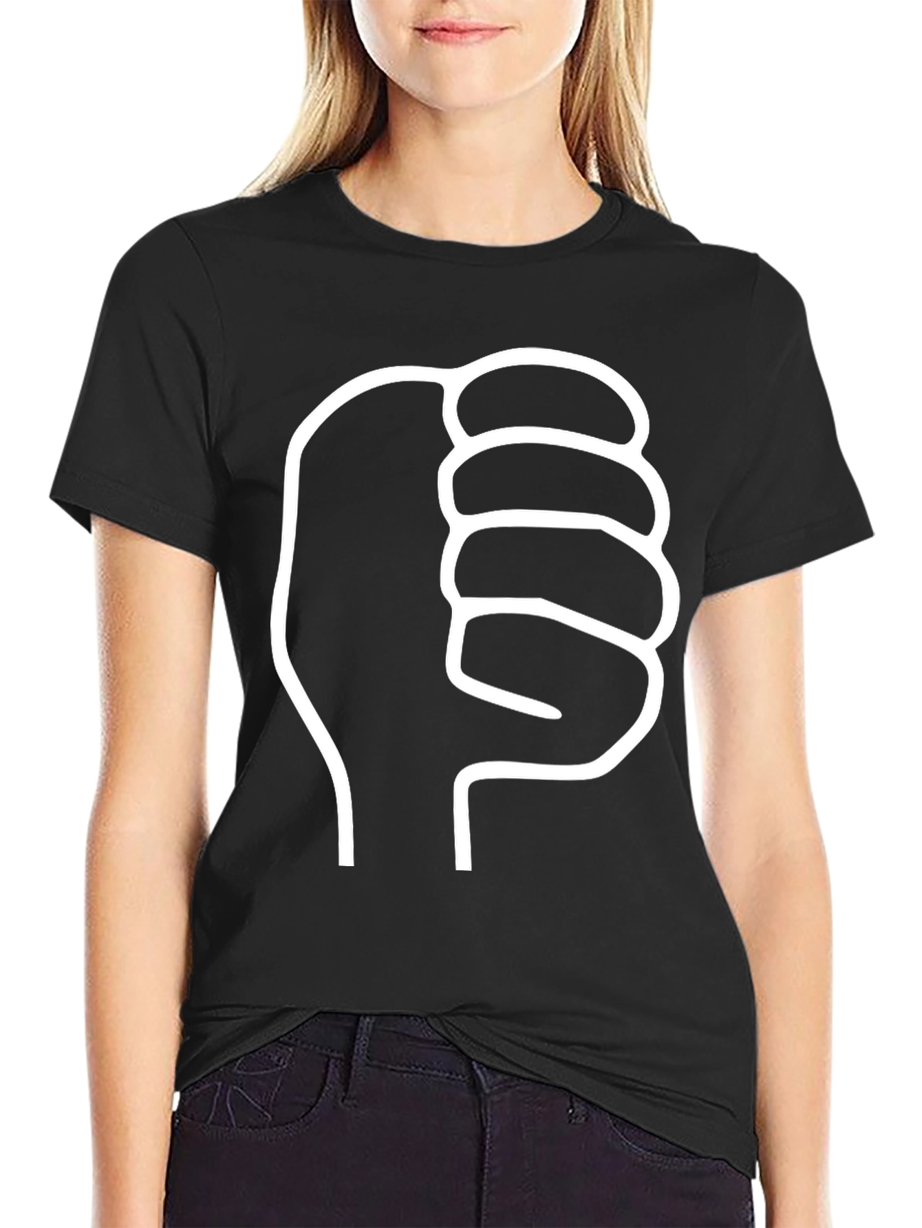 Fist Bump Graphic Tee - Black Cotton Comfort