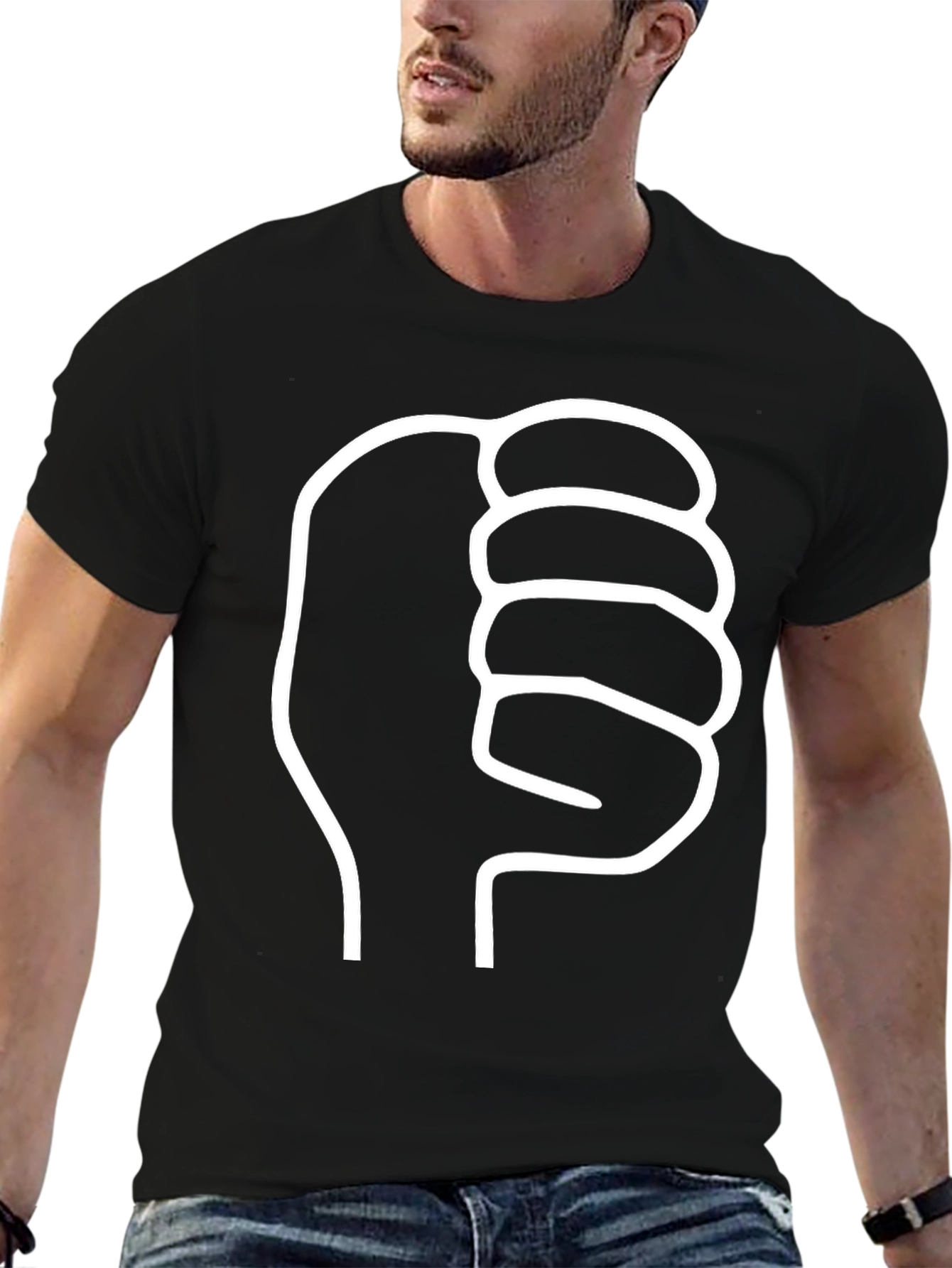 Fist Bump Graphic Tee - Black Cotton Comfort