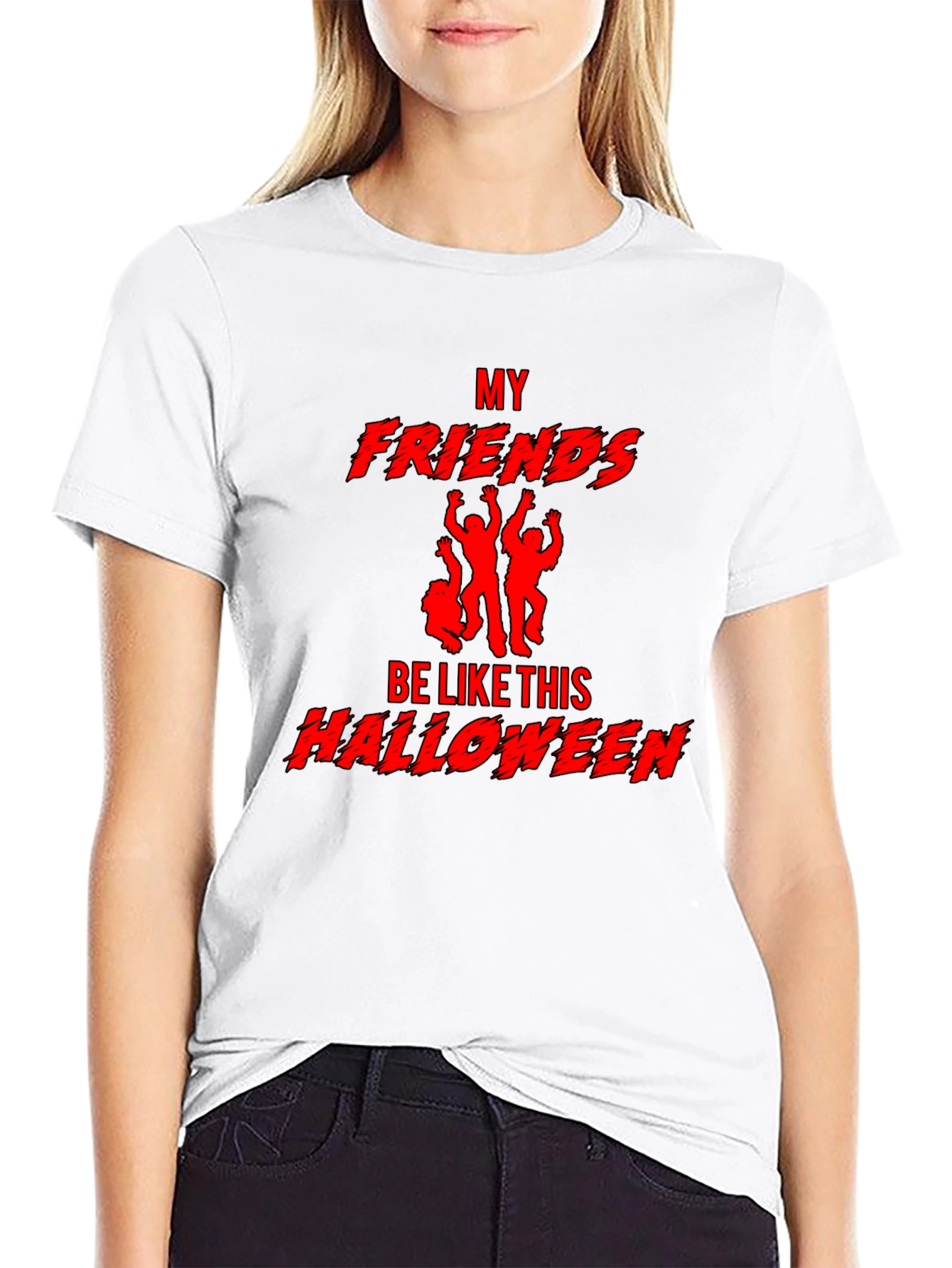 Halloween Friends Graphic Tee - Spooky Party Shirt