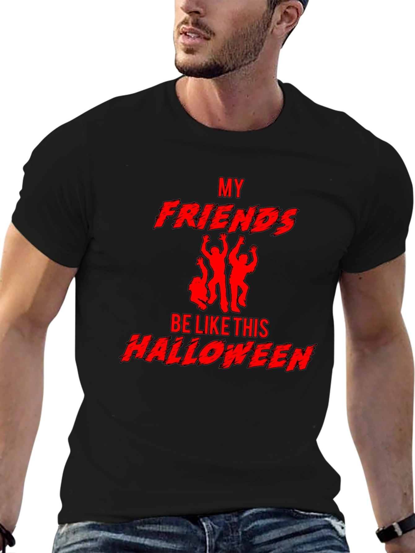 Halloween Friends Graphic Tee - Spooky Party Shirt