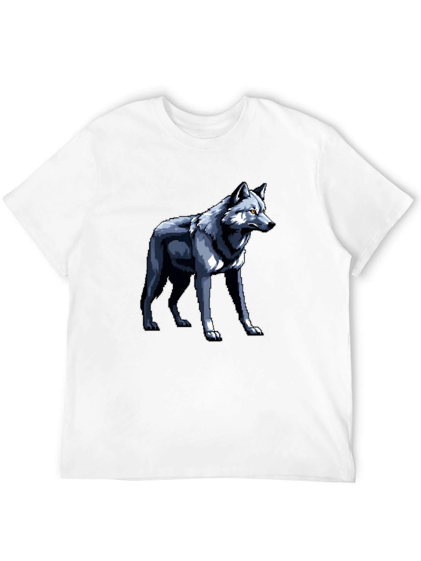 Pixelated Wolf Graphic Black T-Shirt