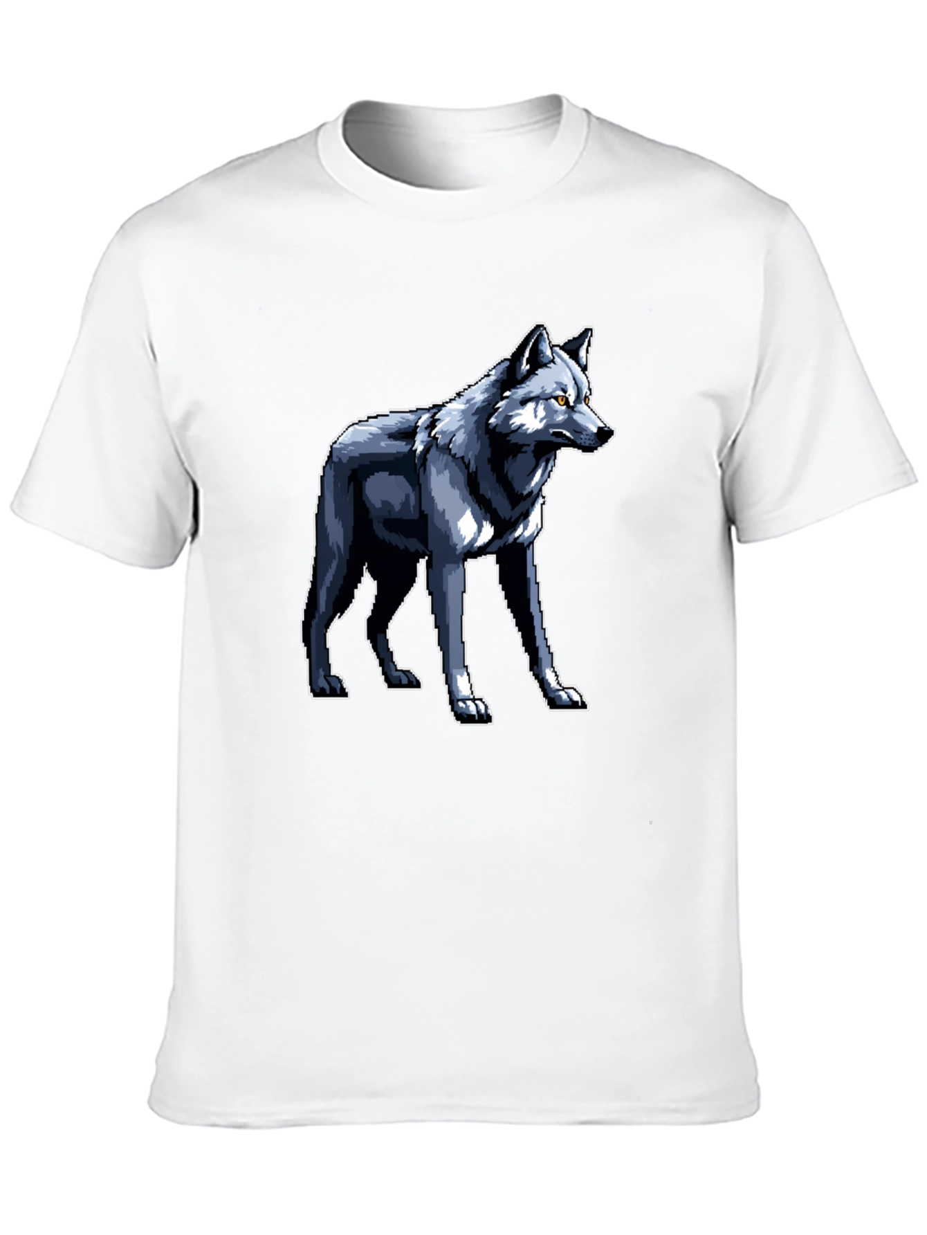 Pixelated Wolf Graphic Black T-Shirt