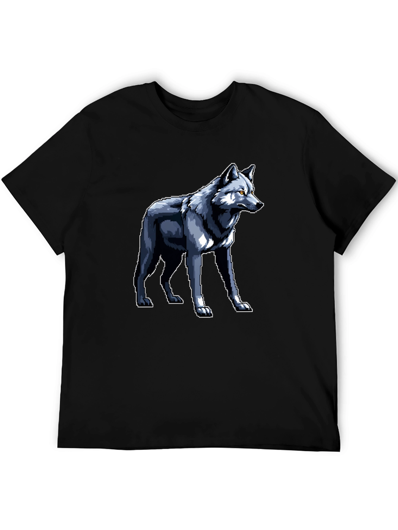 Pixelated Wolf Graphic Black T-Shirt