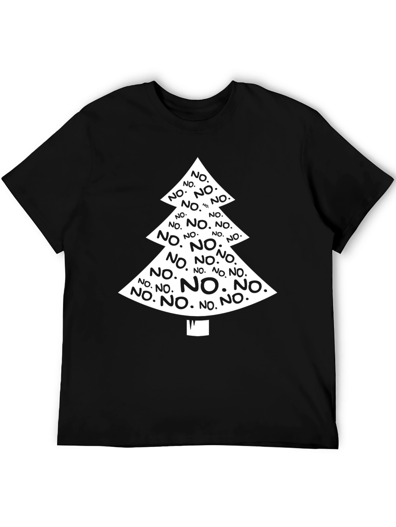 Novelty Christmas NO Tree Graphic Black T-Shirt
