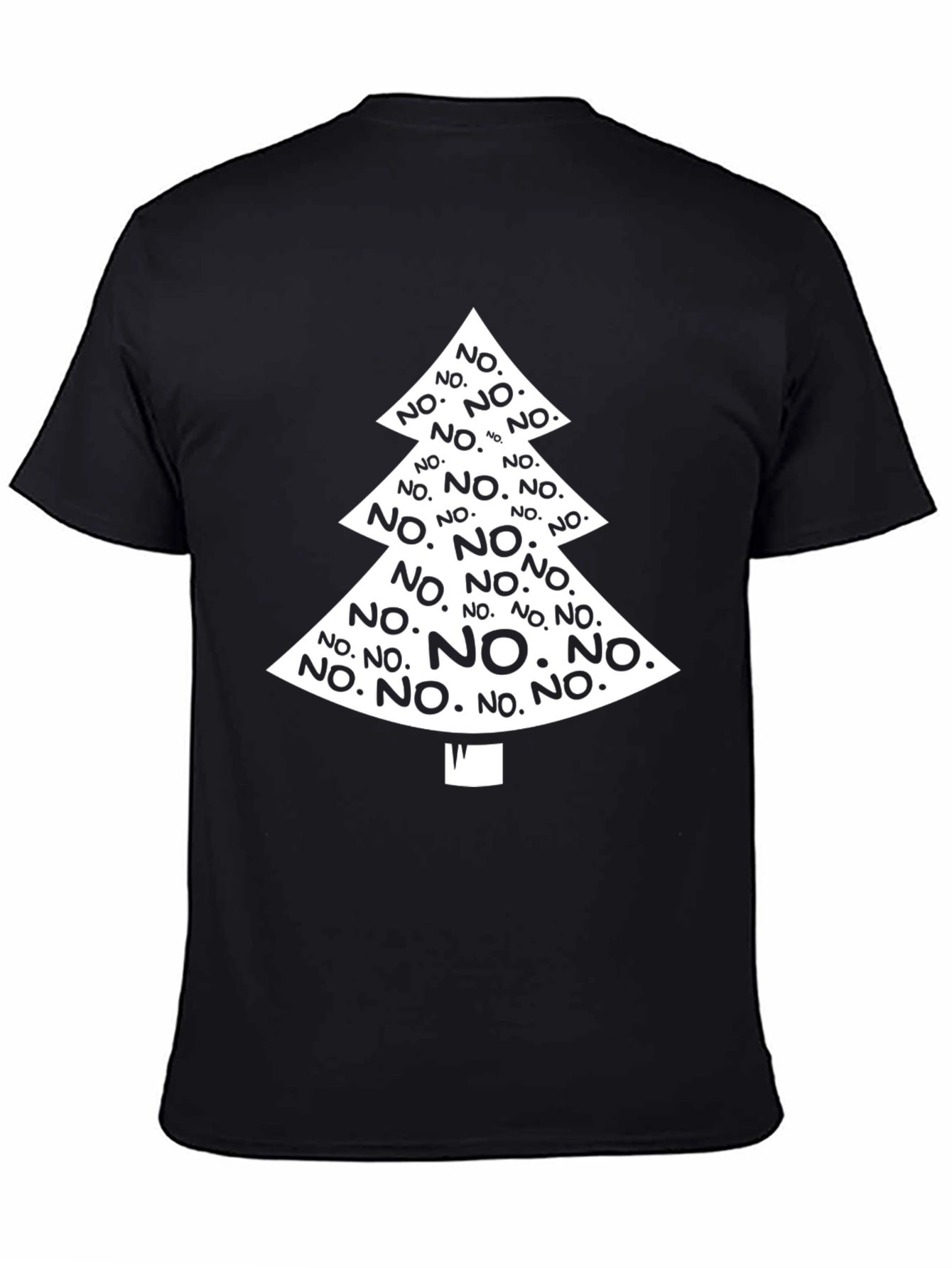 Novelty Christmas NO Tree Graphic Black T-Shirt