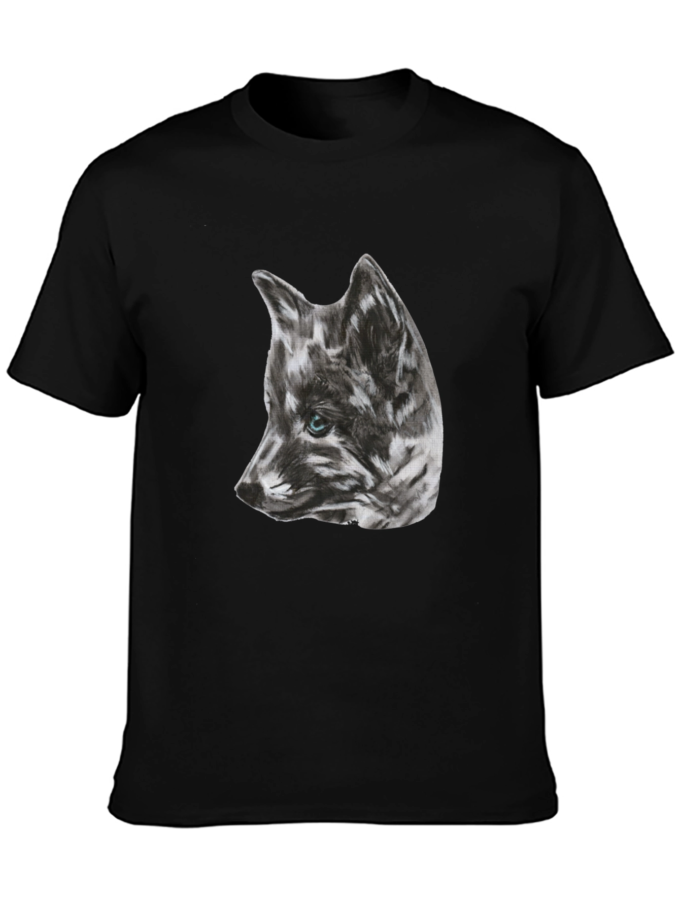 Wolf Sketch Graphic Black T-Shirt