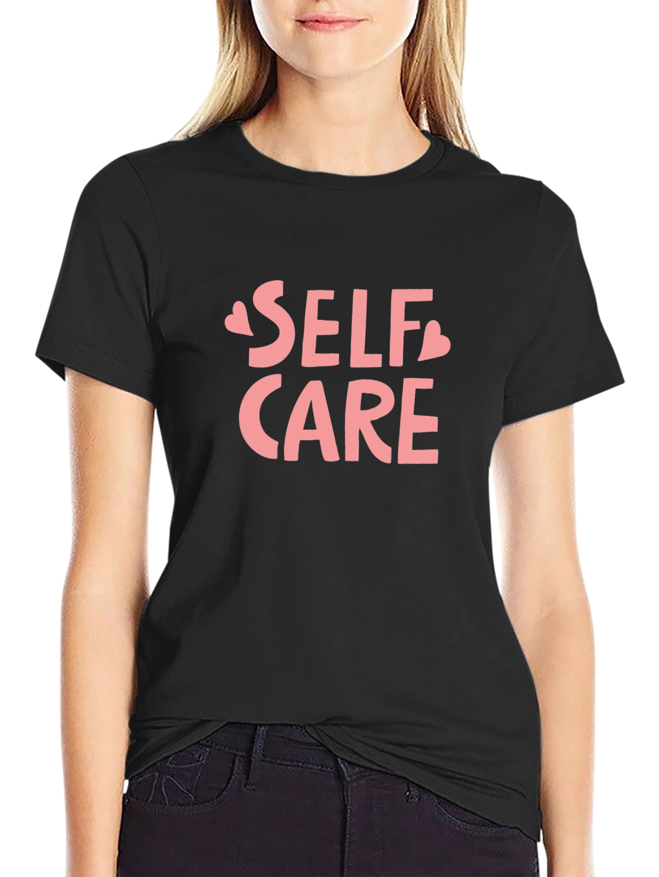 Self Care Heart Graphic Black T-Shirt