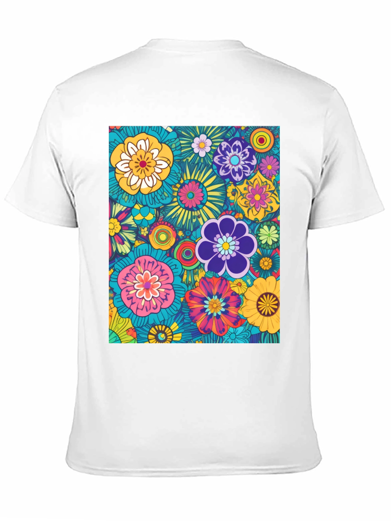 Retro Floral Print Tee - Black