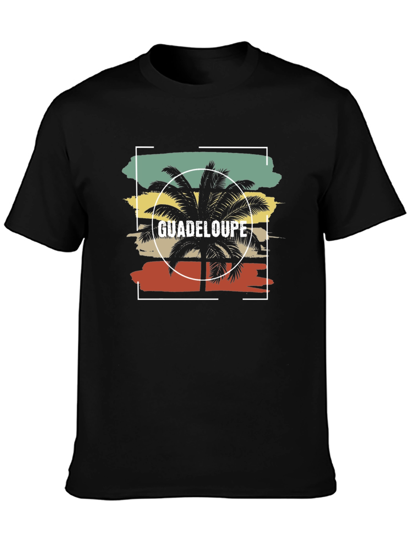 Guadeloupe Palm Tree Retro Graphic T-Shirt