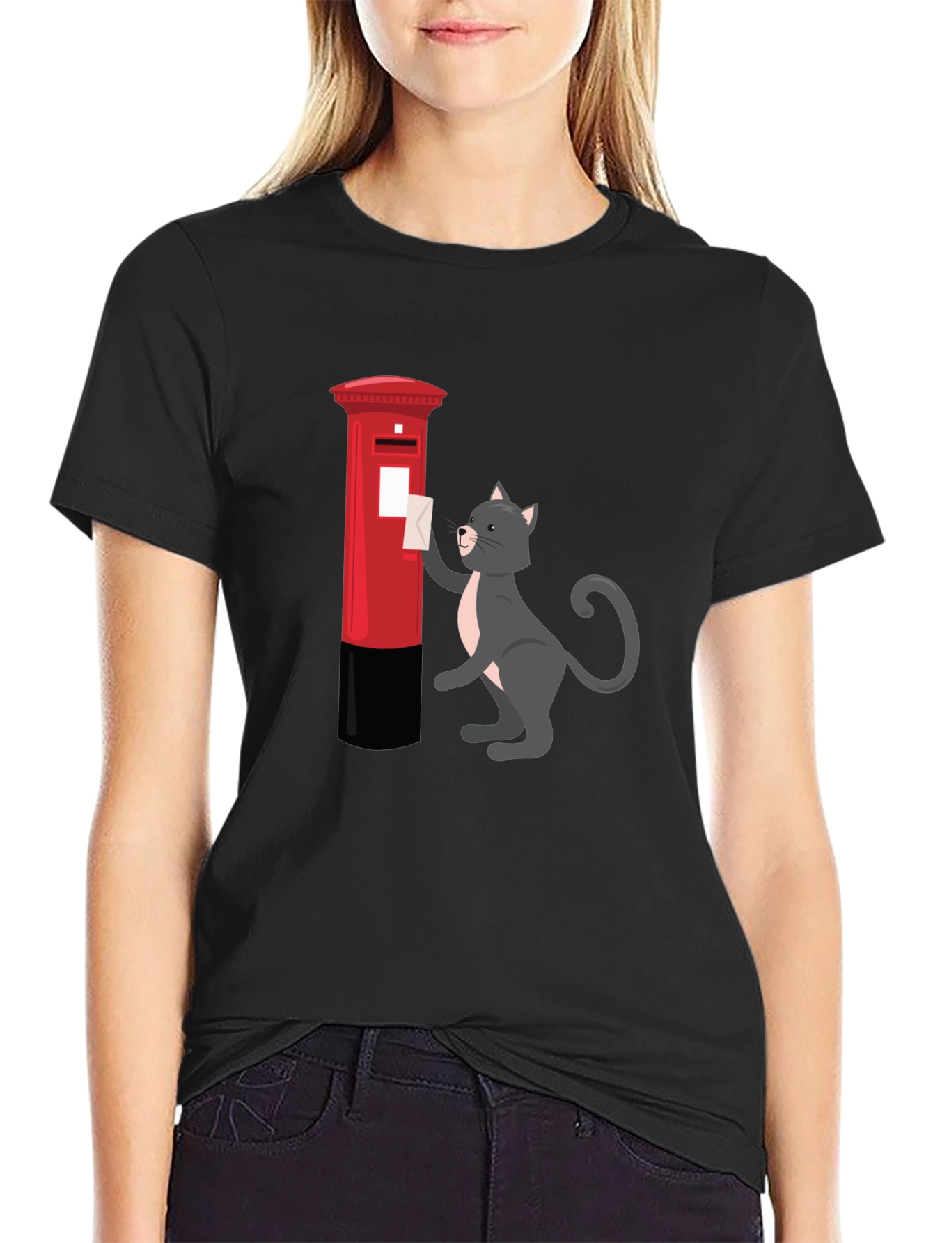 Cat Posting Letter Graphic Tee