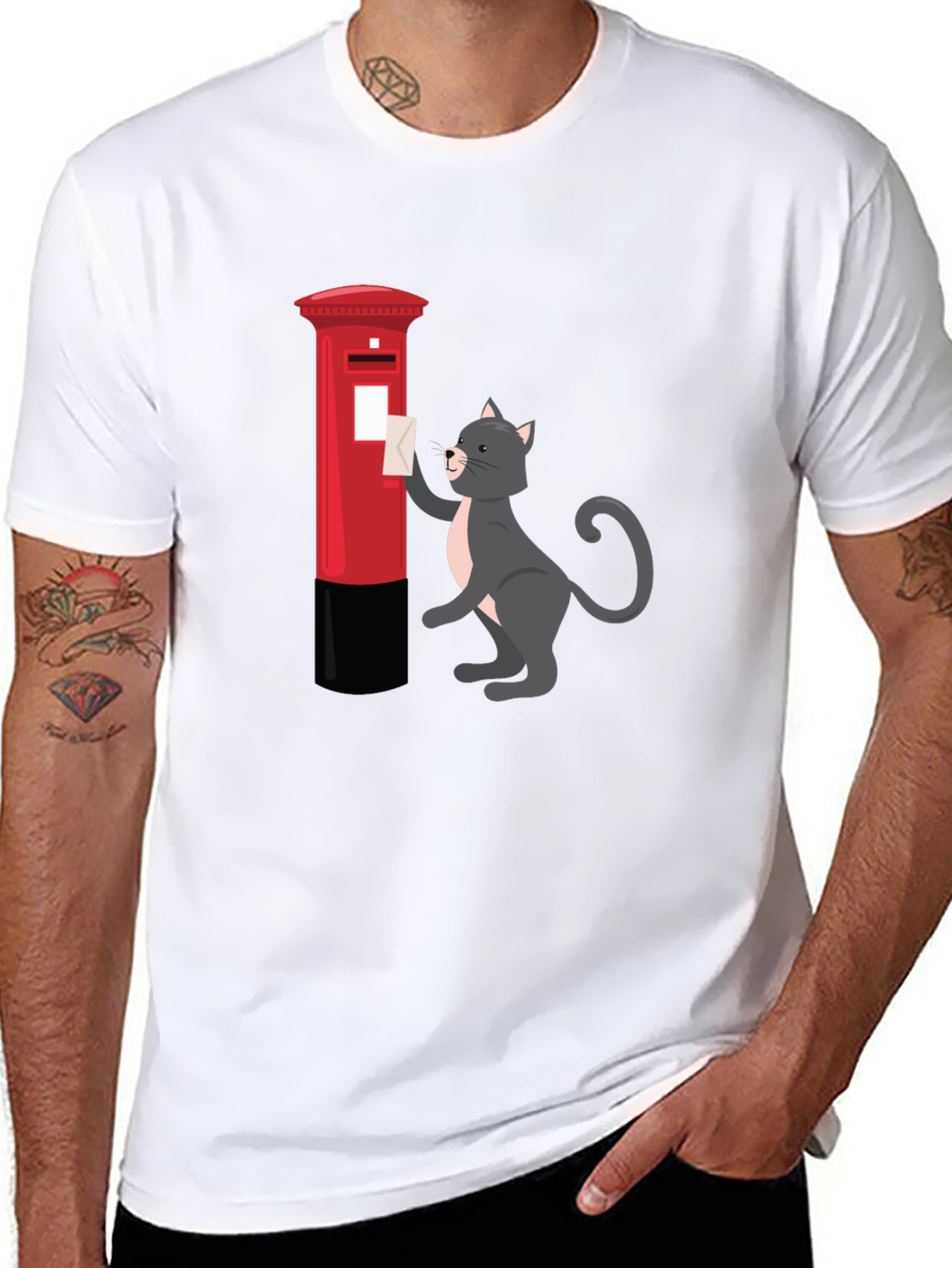 Cat Posting Letter Graphic Tee
