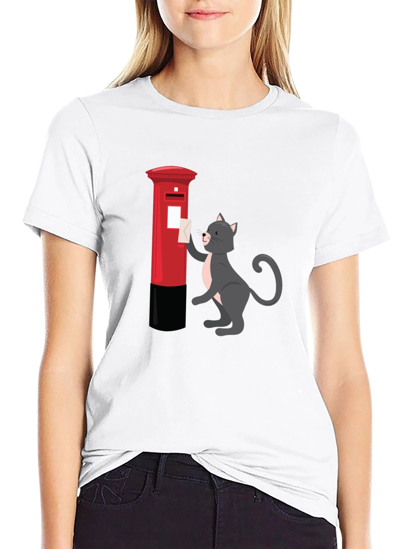 Cat Posting Letter Graphic Tee