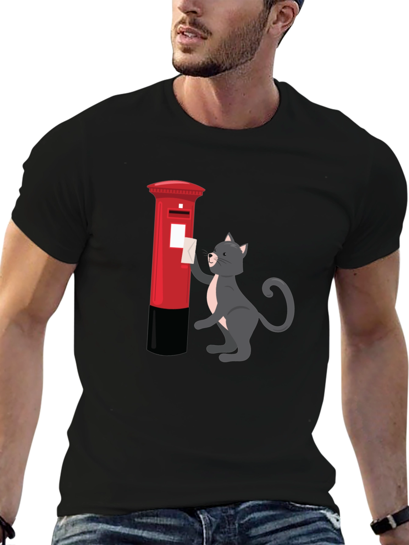 Cat Posting Letter Graphic Tee